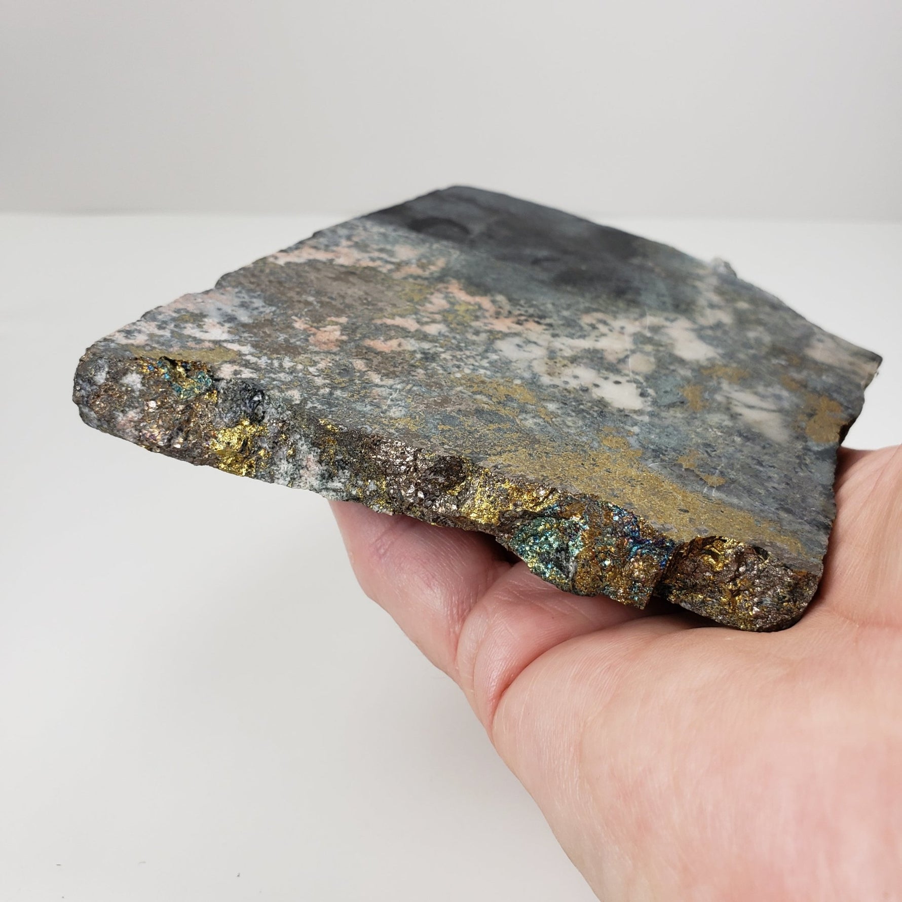  Impact Breccia Slice | 364 Grams | Golden Metal Veining Impactite | Sudbury Structure, Canada | SO24 4