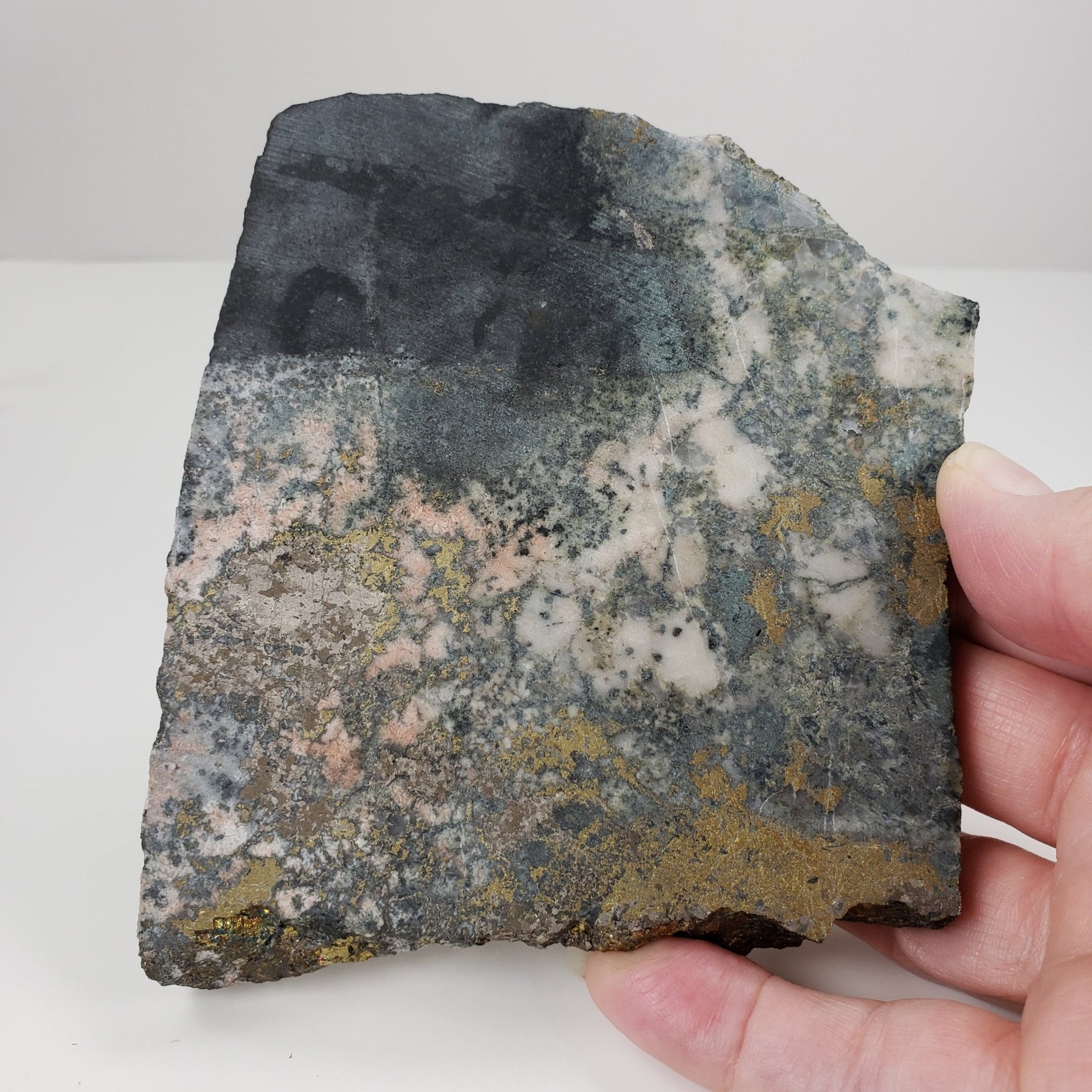  Impact Breccia Slice | 364 Grams | Golden Metal Veining Impactite | Sudbury Structure, Canada | SO24 6