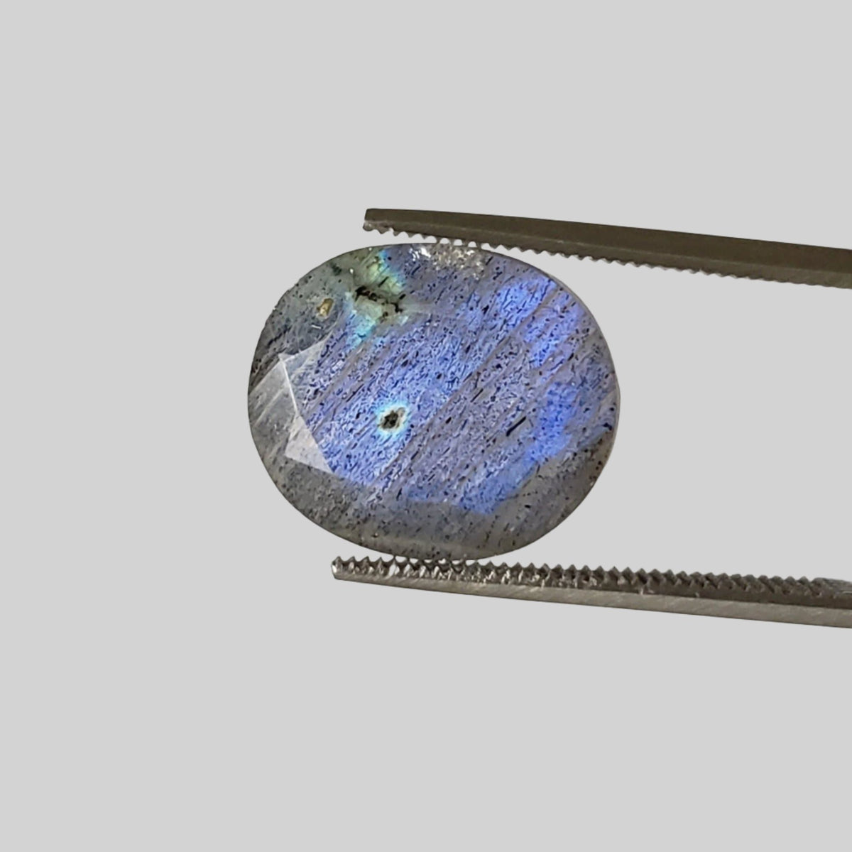  Labradorite | Faceted Oval Cut | Natural Gray Rainbow | 14x12mm 7.3ct | Africa 