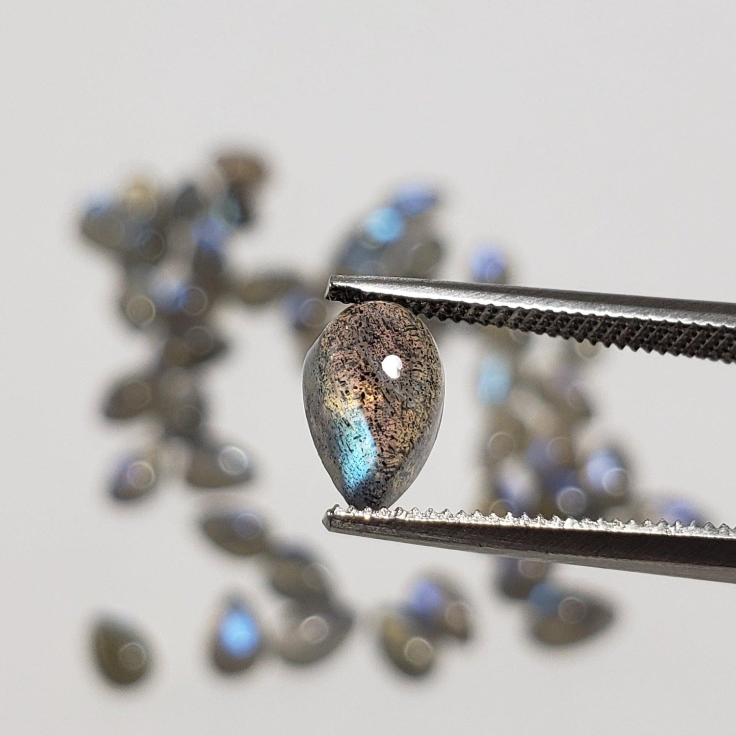  Labradorite | Pear Shape Cabochon | Natural Black Rainbow | 8x5mm 1