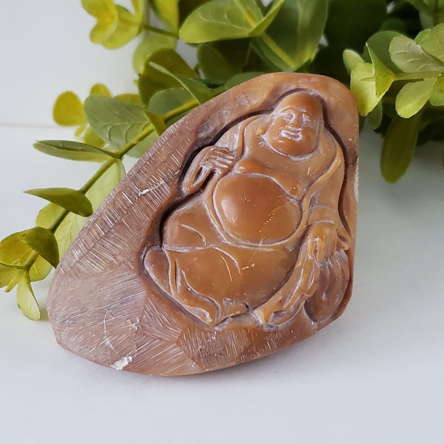  Laughing Buddha Carving | Chinese ShouShan Stone | 250 gr | Hand Carved | FuJian, China 