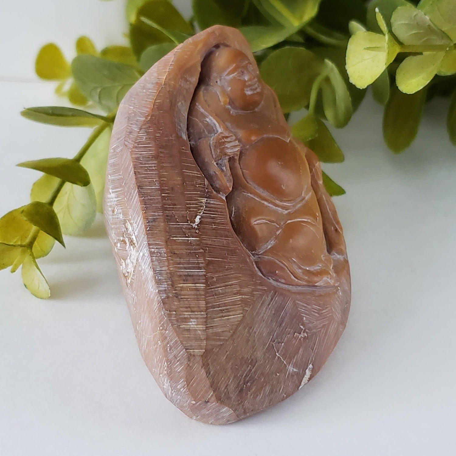  Laughing Buddha Carving | Chinese ShouShan Stone | 250 gr | Hand Carved | FuJian, China 1