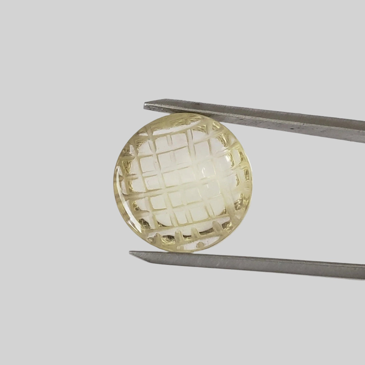  Lemon Citrine | Geometric Carved Round Cabochon | 15mm 12.9ct 4