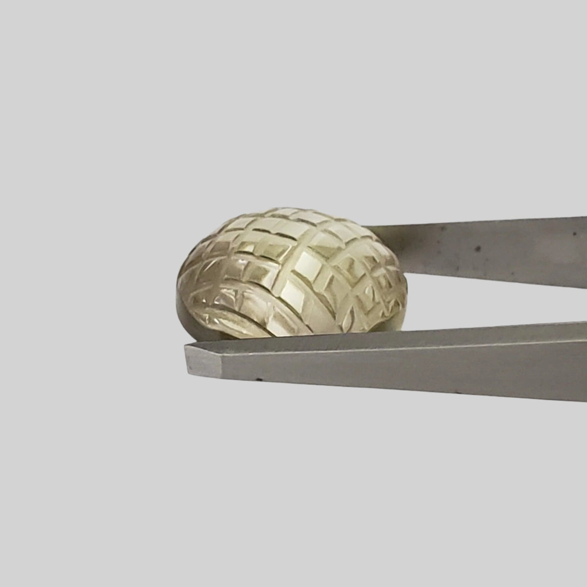  Lemon Citrine | Geometric Carved Round Cabochon | 15mm 12.9ct 5