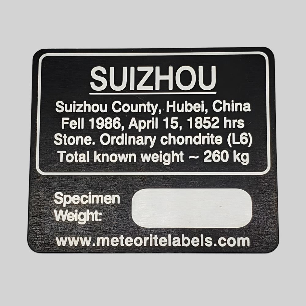   Meteorite Suizhou Flat Metal Label 