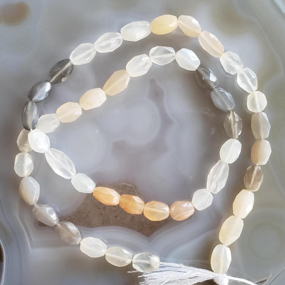  Moonstone Gemstone Beads | 38 cm, 15 inch Strand | Oval | Multicolor 
