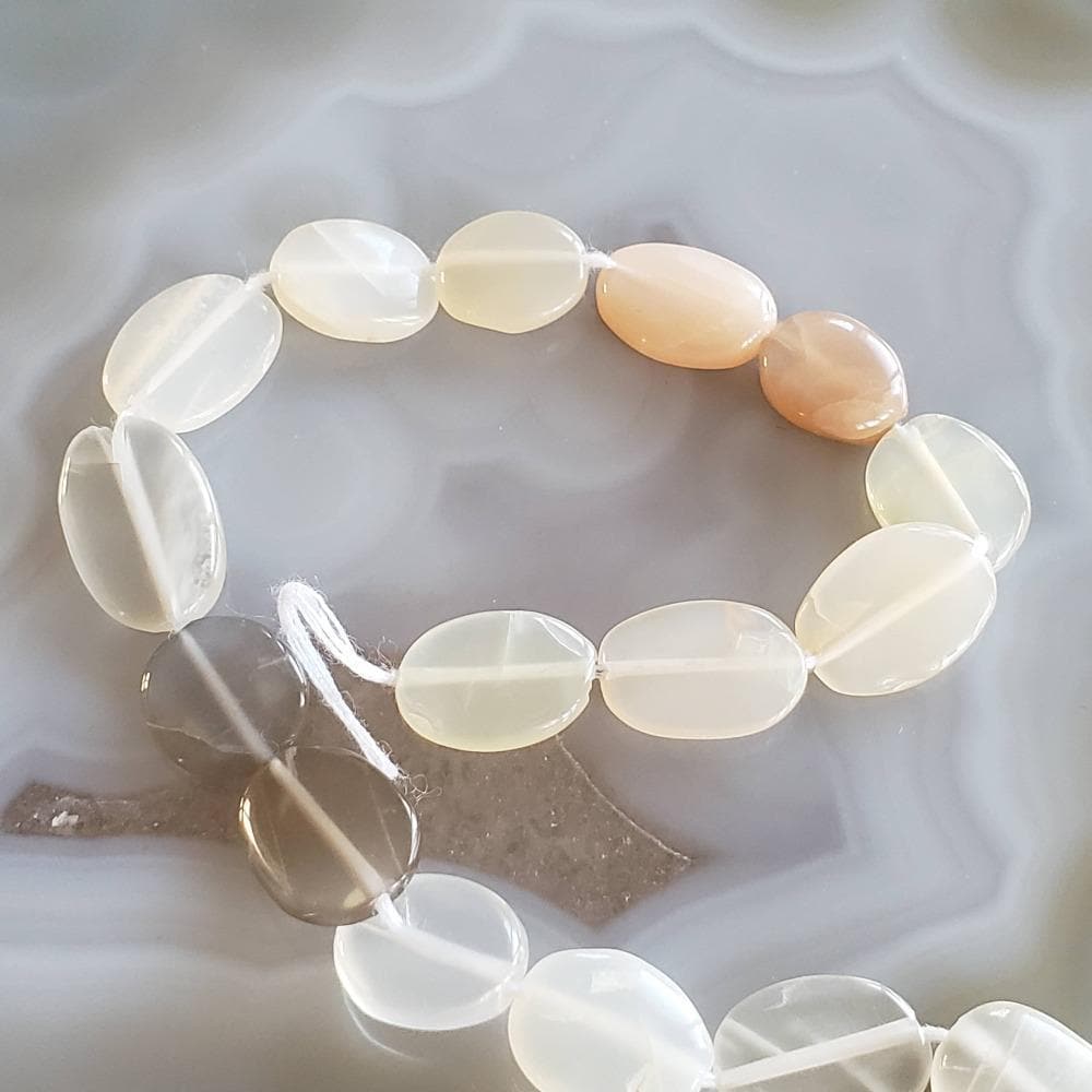  Moonstone Gemstone Beads | 38 cm, 15 inch Strand | Oval | Multicolor 1