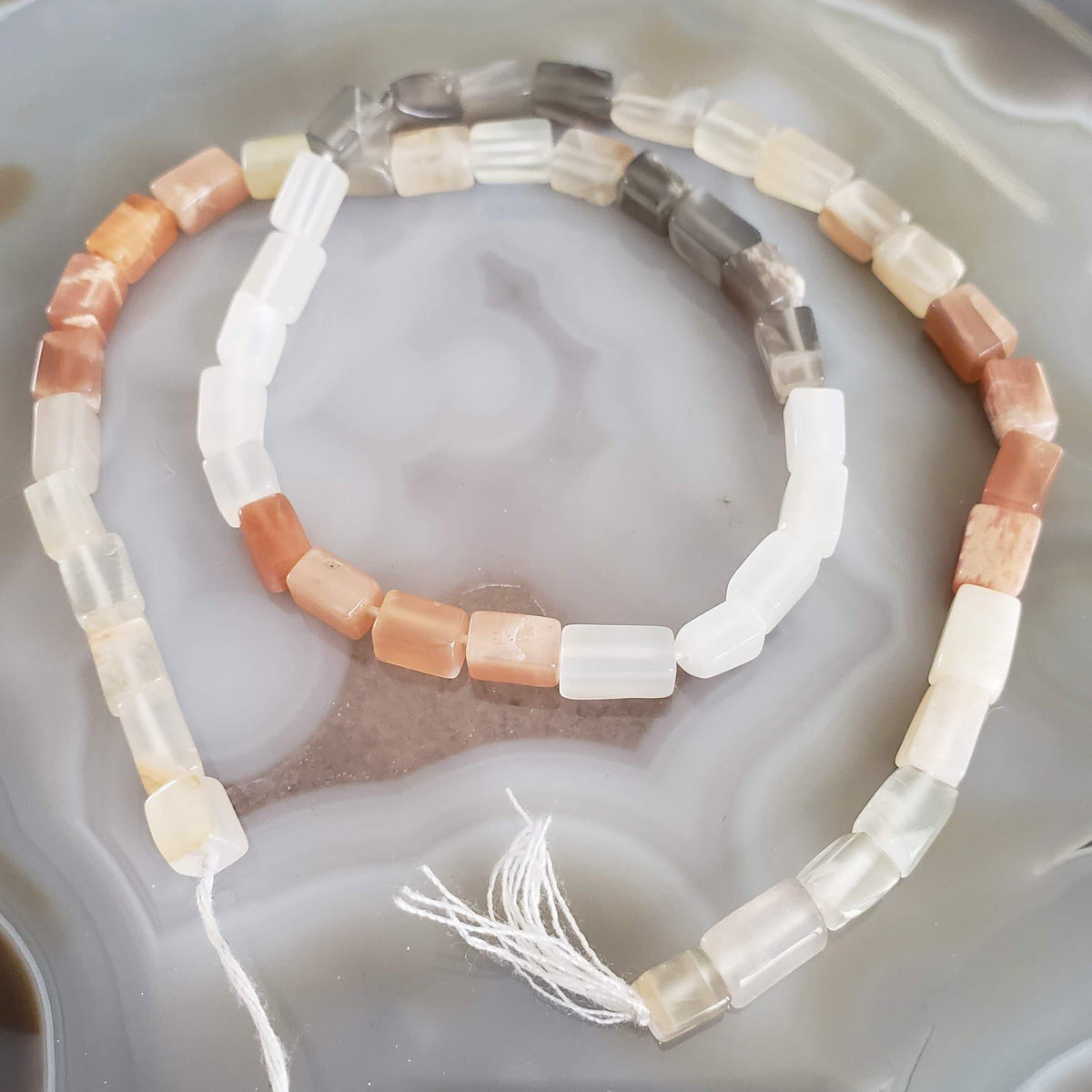  Moonstone Gemstone Beads | 38 cm, 15 inch Strand | Rectangular | Multi-Color 