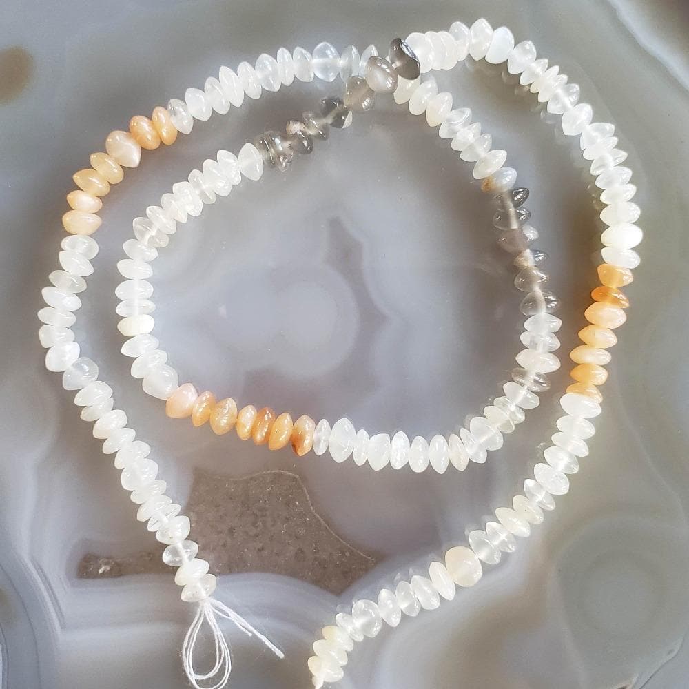  Moonstone Gemstone Beads | 38 cm, 15 inch Strand | Rondelle | Multicolor 
