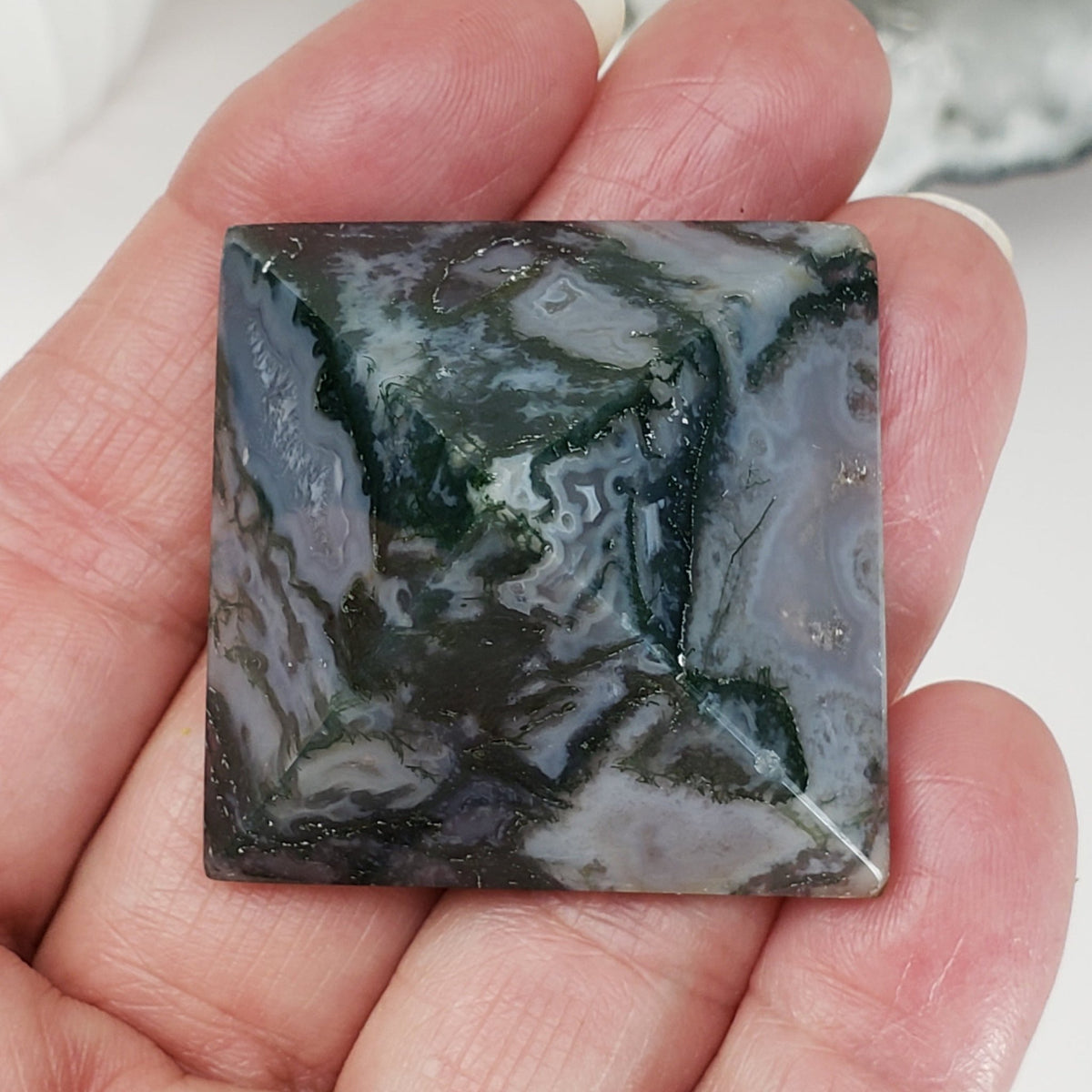  Moss Agate Five Point Pyramid | Green Blue 3