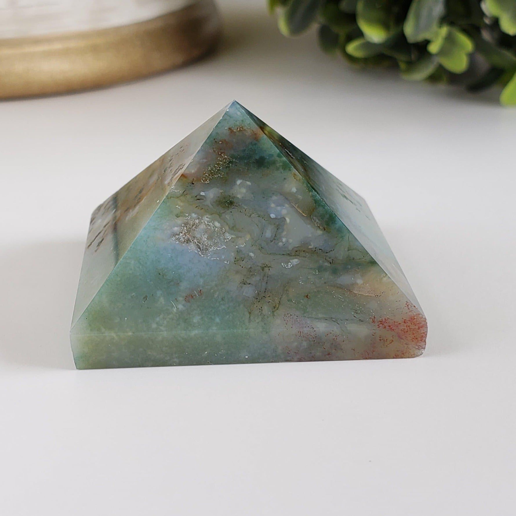  Moss Agate Five Point Pyramid | Multi-Colored 4