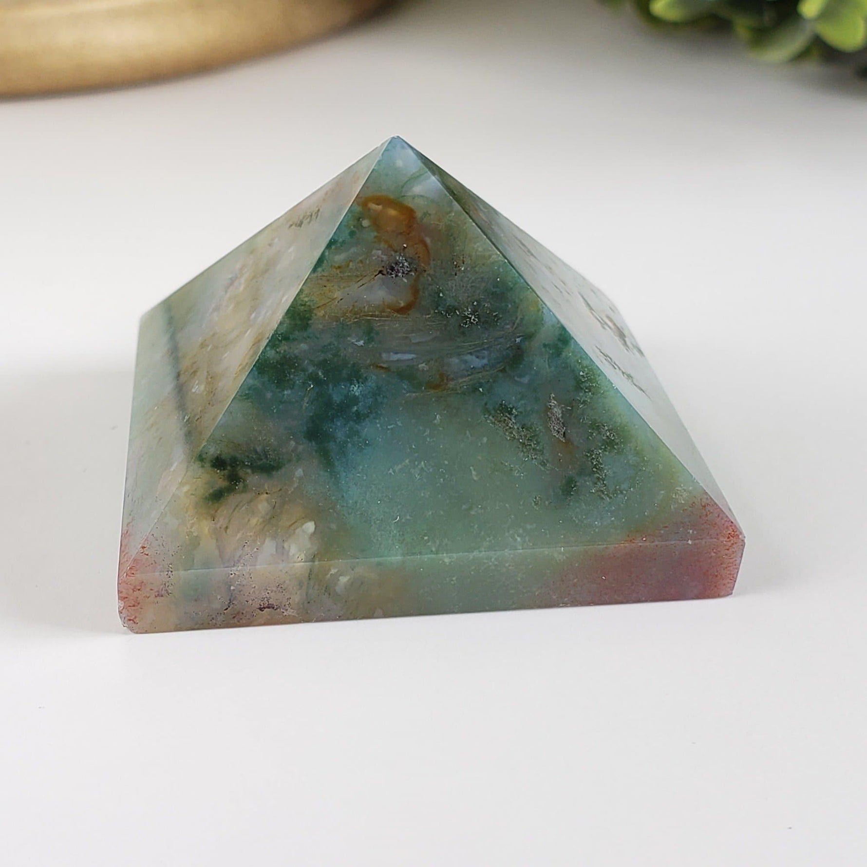  Moss Agate Five Point Pyramid | Multi-Colored 7