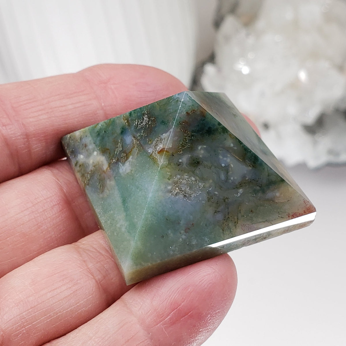  Moss Agate Five Point Pyramid | Multi-Colored 