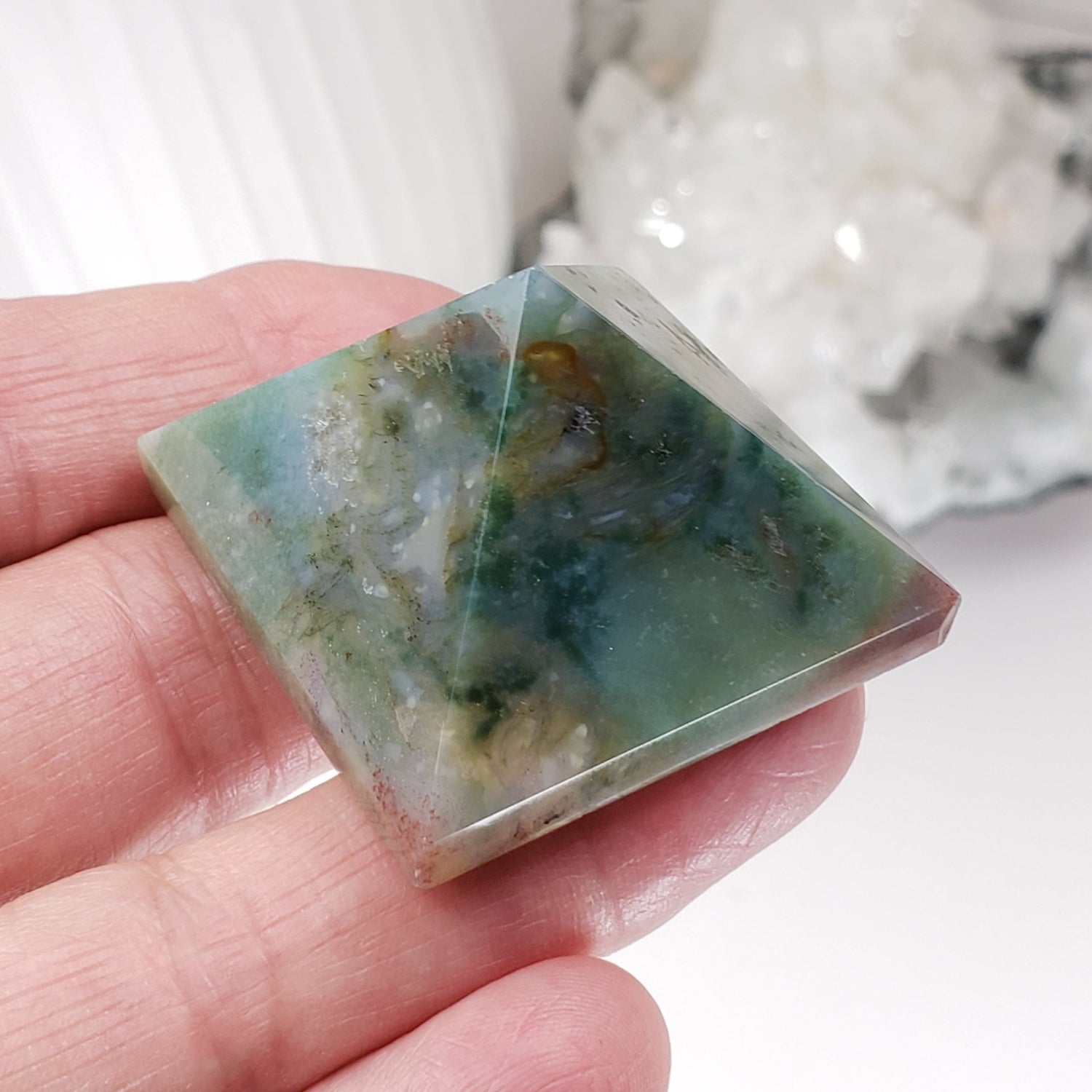  Moss Agate Five Point Pyramid | Multi-Colored 1