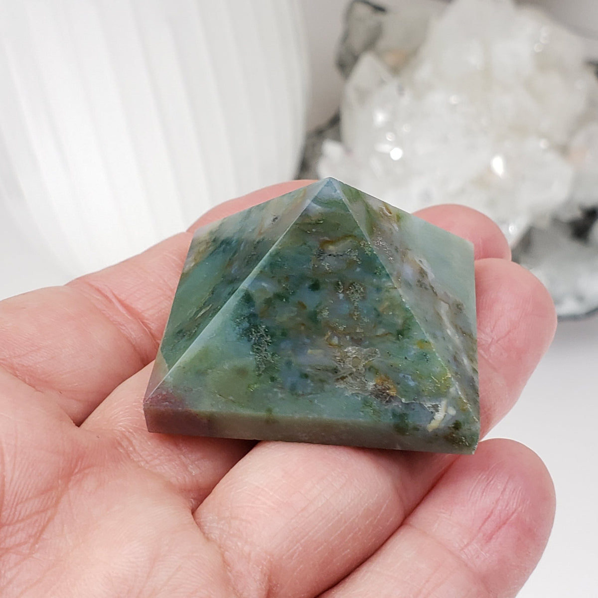  Moss Agate Five Point Pyramid | Multi-Colored 2