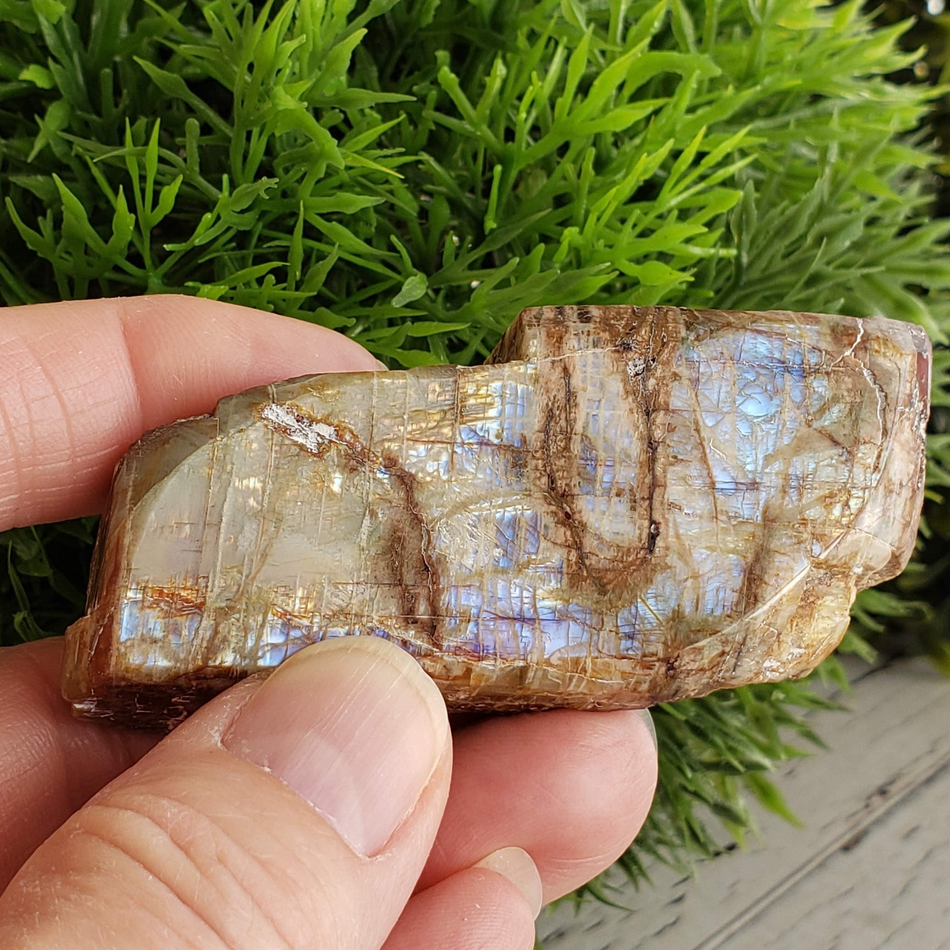 Spectrolite Riso Natural Rainbow Spectrolite Polished and Rough Flat Stone Crystal, Mar