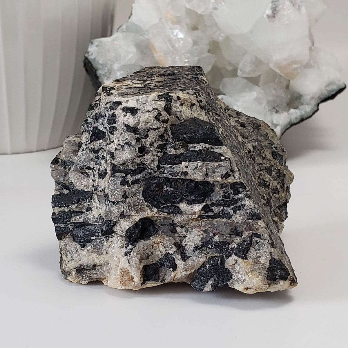  Natural Tourmaline on Quartz | Raw Schorl Crystal | 417.8 grams | Fitchburg, MA, USA 