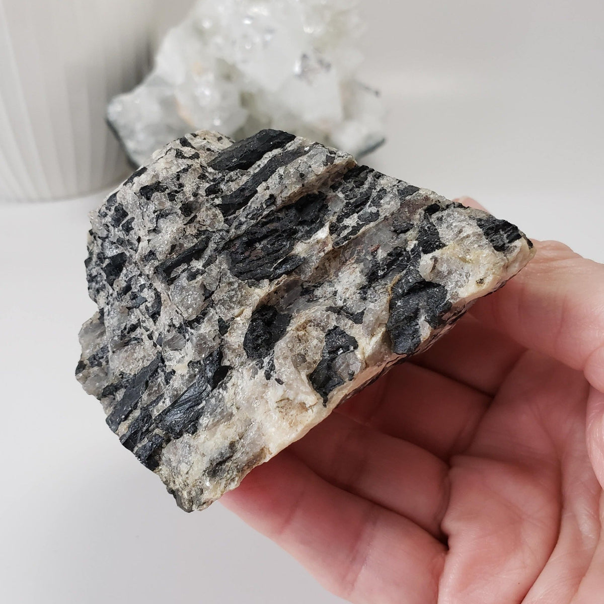  Natural Tourmaline on Quartz | Raw Schorl Crystal | 417.8 grams | Fitchburg, MA, USA 4