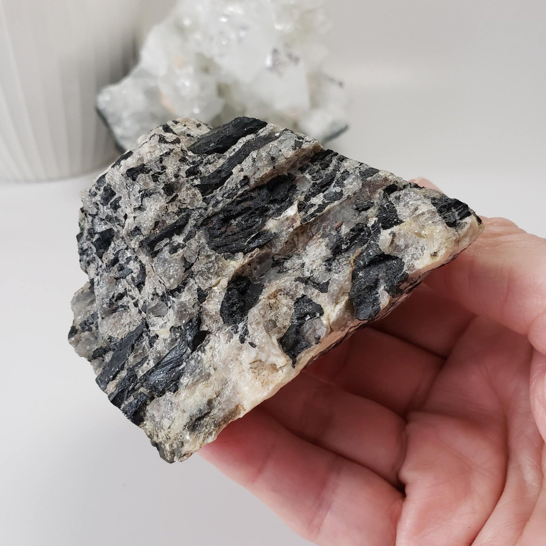  Natural Tourmaline on Quartz | Raw Schorl Crystal | 417.8 grams | Fitchburg, MA, USA 4