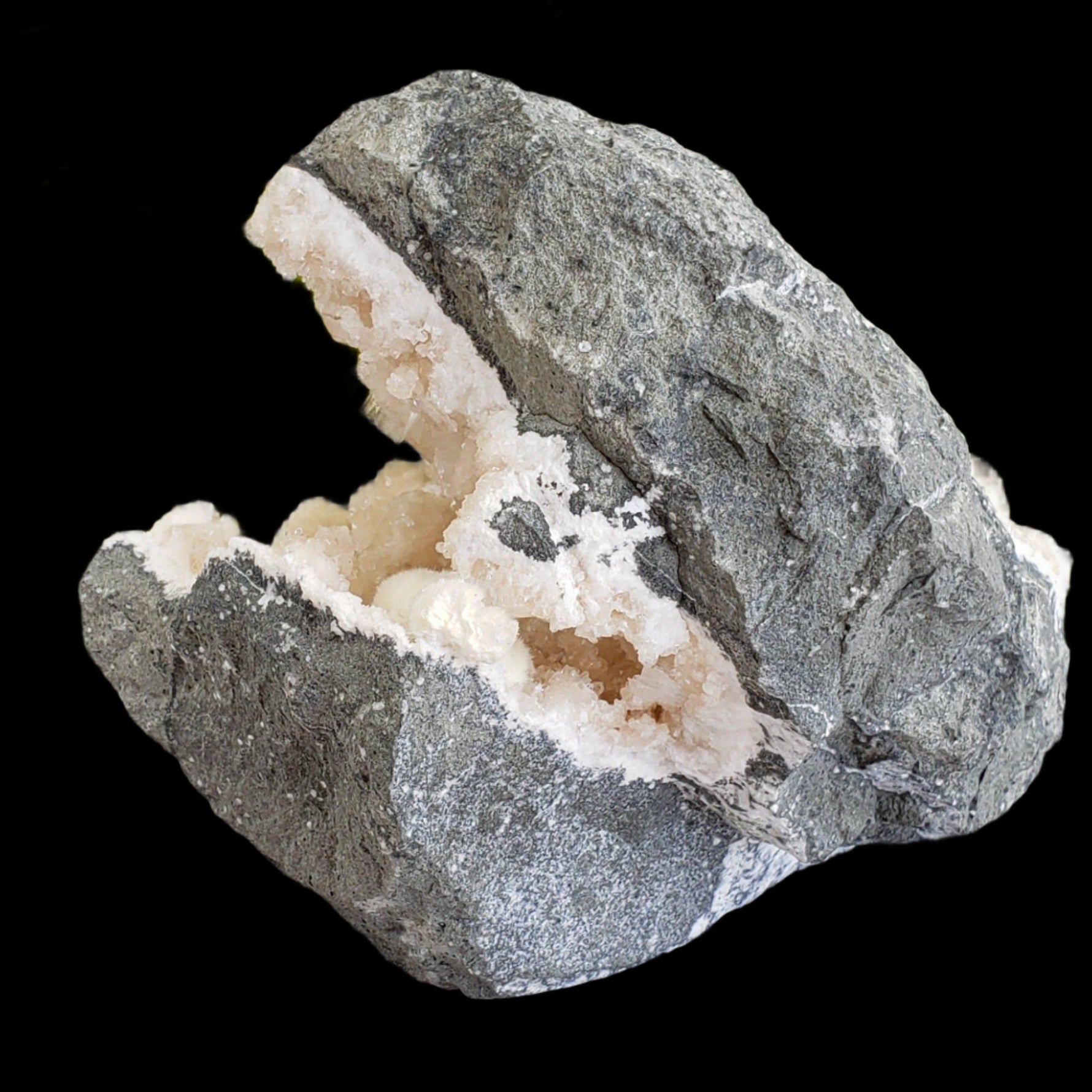  Okenite and Apophyllite on Prehnite in Geode | 1.38 Kg | Dindoshi, India 2