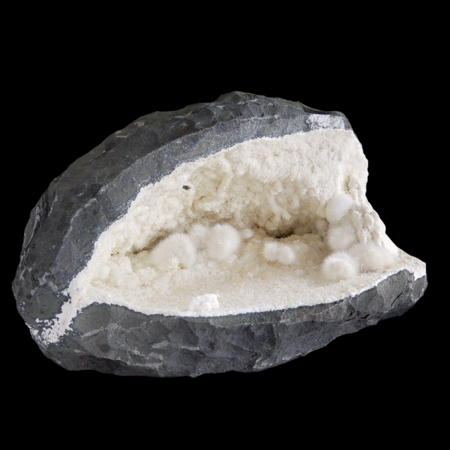  Okenite and Gyrolite on Quartz and Prehnite Geode | 3.7 Kg | Dindoshi, India 