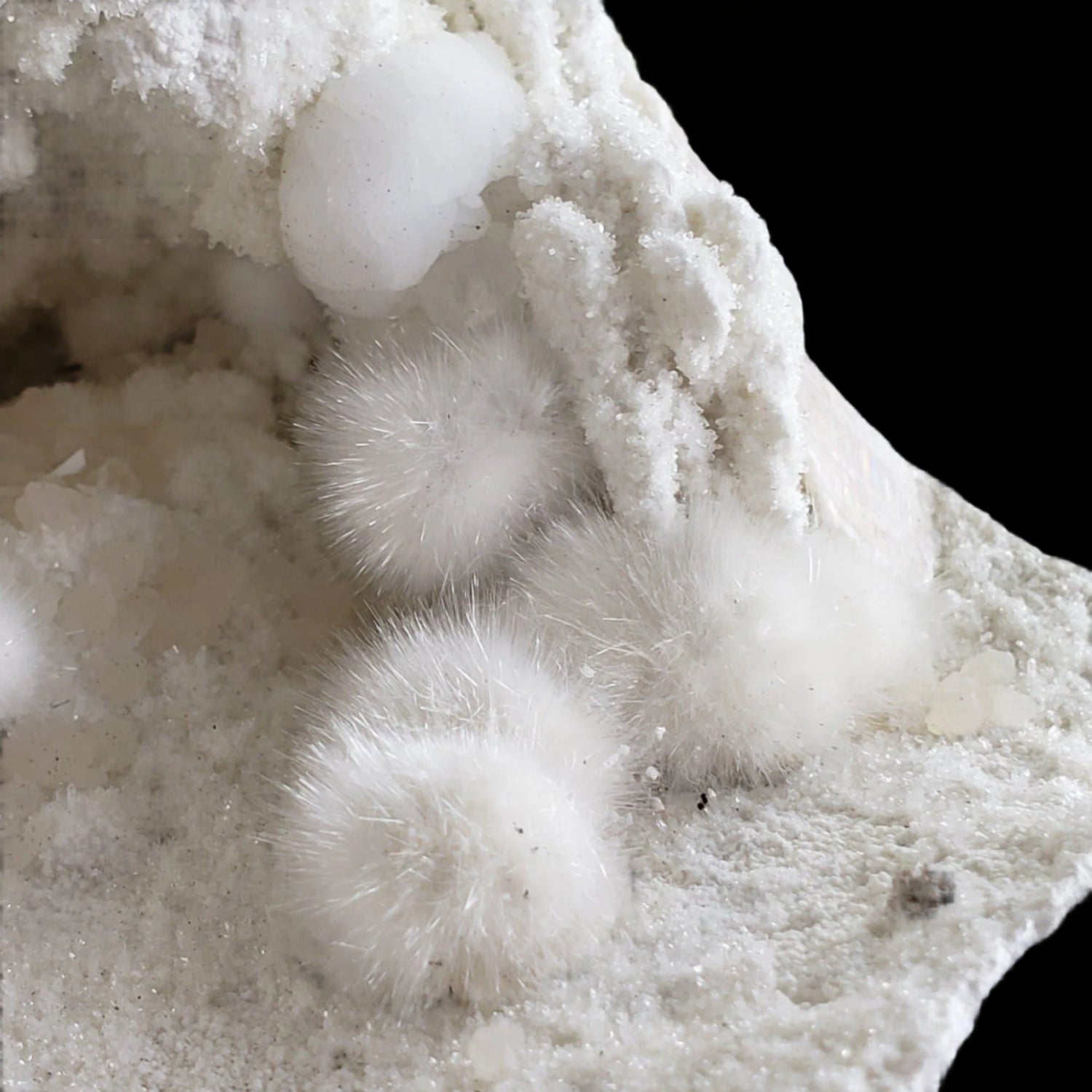  Okenite and Gyrolite on Quartz and Prehnite Geode | 3.7 Kg | Dindoshi, India 1