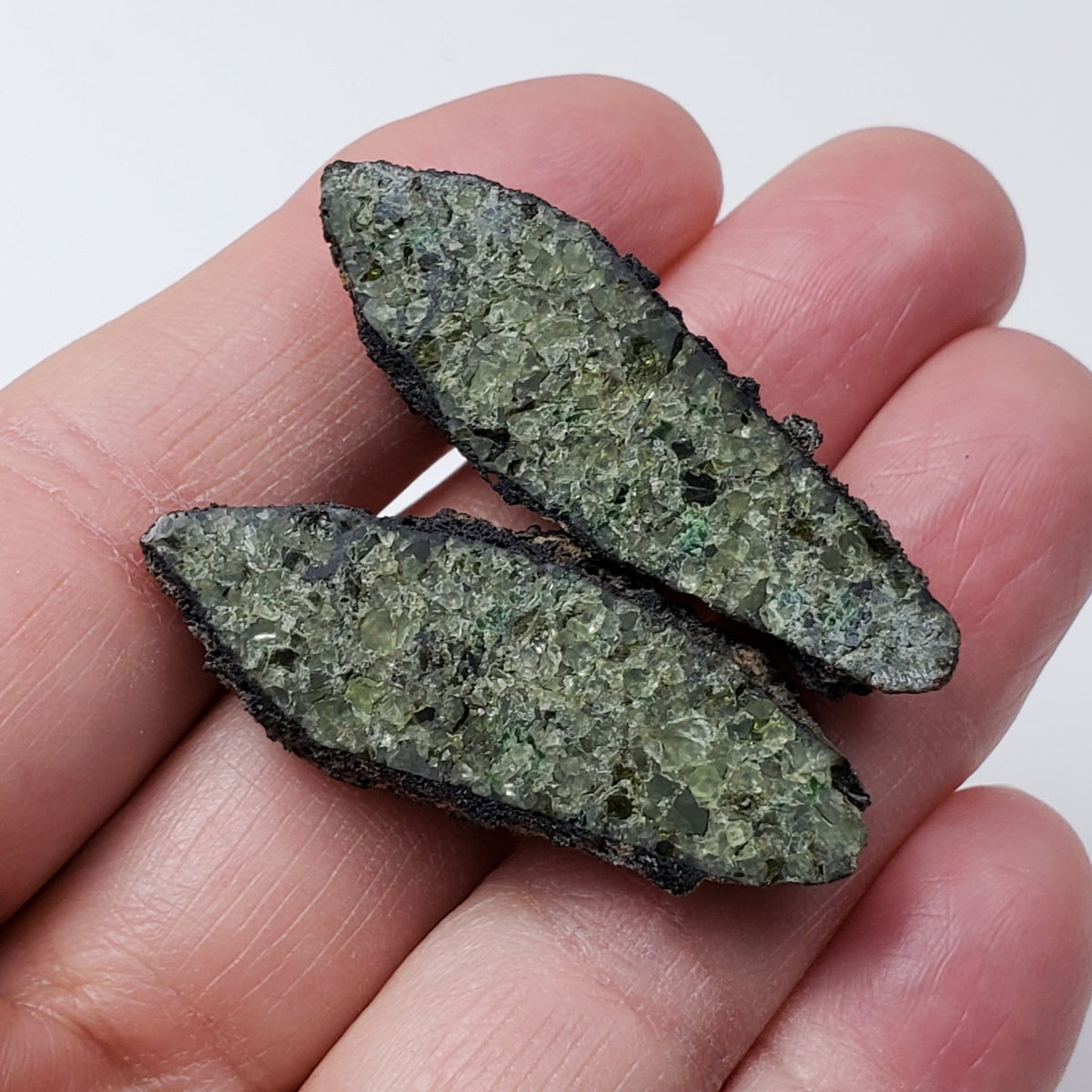  Olivine Volcanic Bomb Matching Halves | Lava Coated Crystal | 21.7 gr, | Mortlake, Victoria, Australia | SO24 