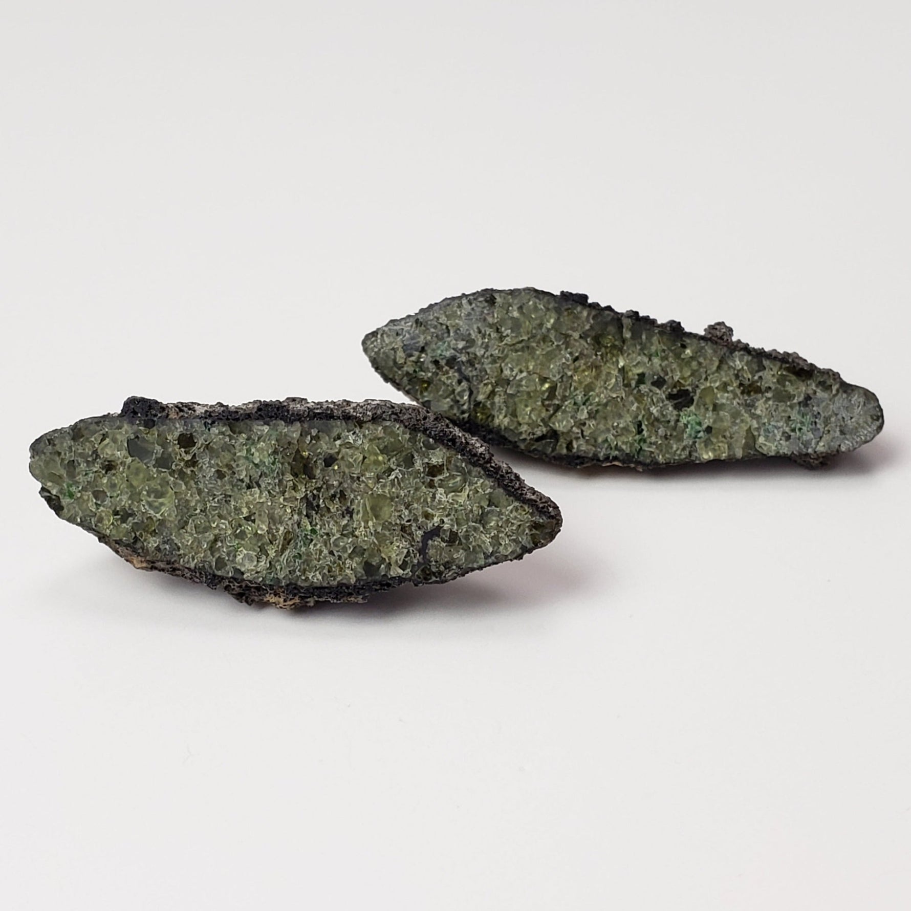  Olivine Volcanic Bomb Matching Halves | Lava Coated Crystal | 21.7 gr, | Mortlake, Victoria, Australia | SO24 5