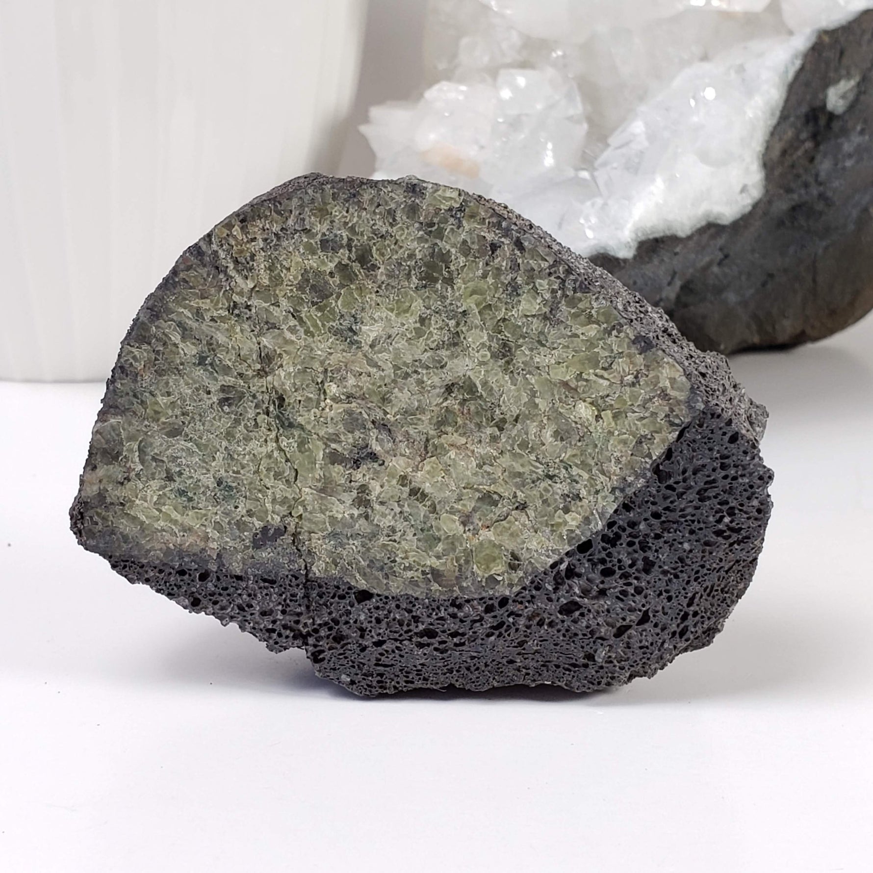  Olivine Volcanic Bomb Slice | Lava Coated Crystal | 222 gr | Mortlake, Victoria, Australia | SO24 