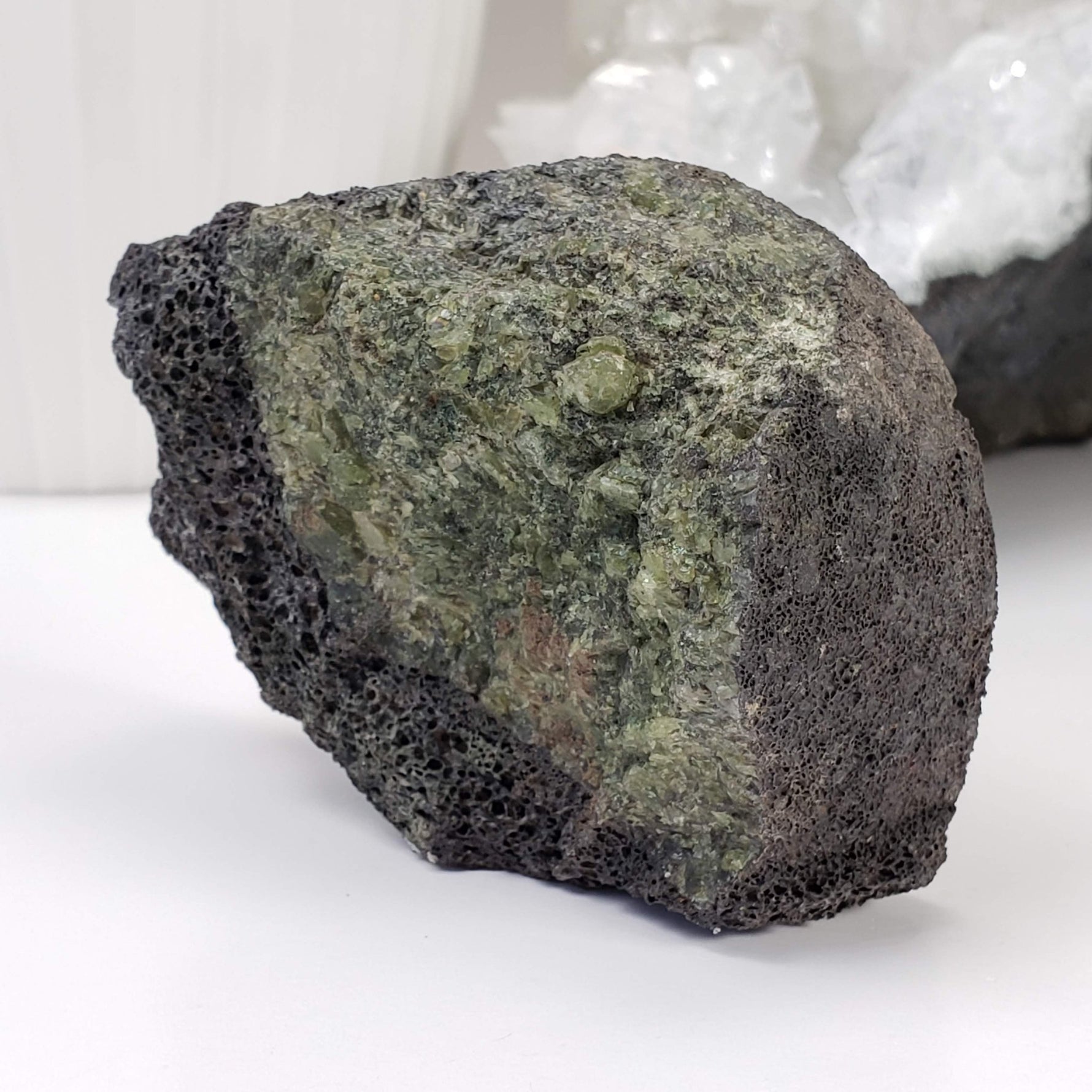  Olivine Volcanic Bomb Slice | Lava Coated Crystal | 222 gr | Mortlake, Victoria, Australia | SO24 4