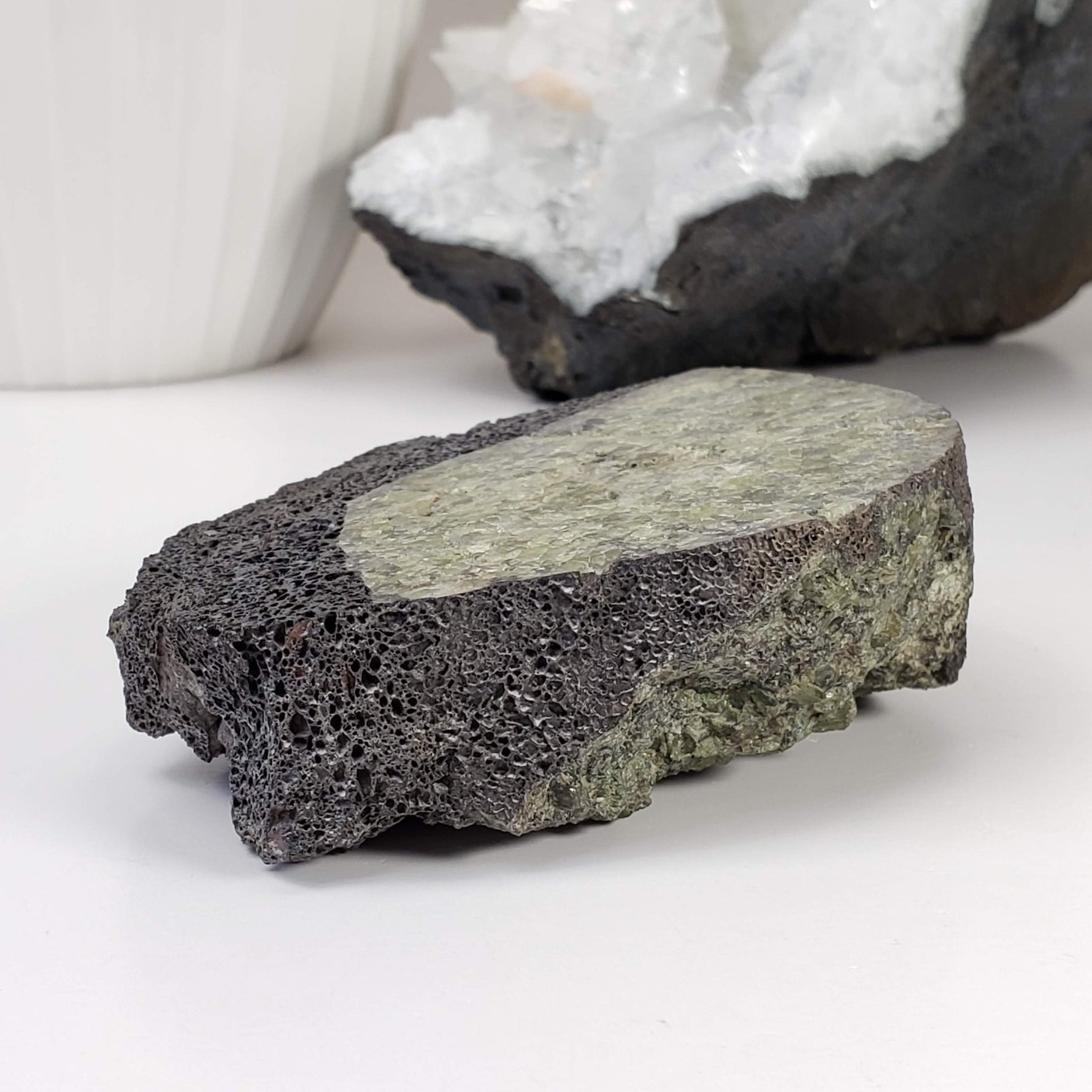 Olivine Volcanic Bomb Slice | Lava Coated Crystal | 222 gr | Mortlake, Victoria, Australia | SO24 5