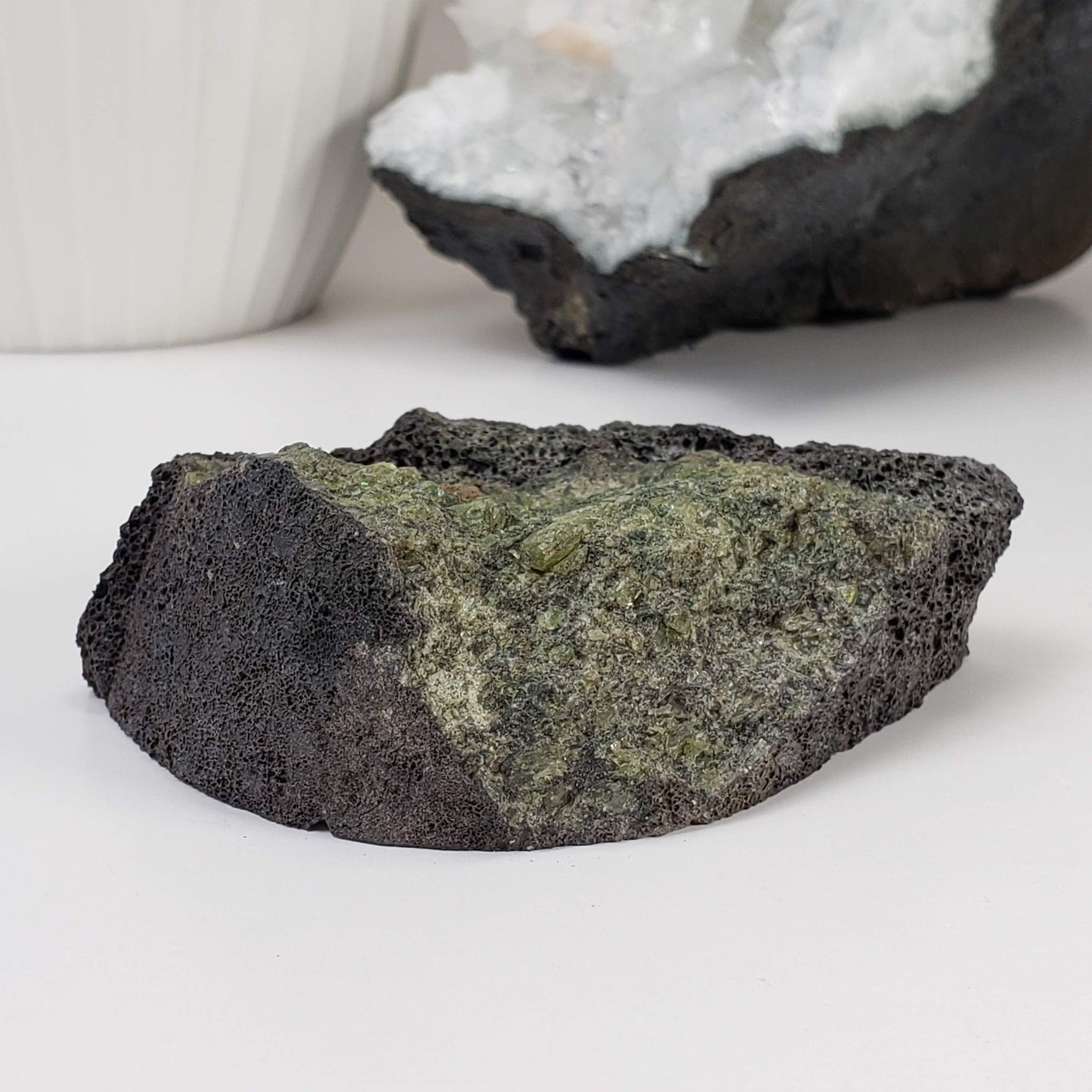  Olivine Volcanic Bomb Slice | Lava Coated Crystal | 222 gr | Mortlake, Victoria, Australia | SO24 6