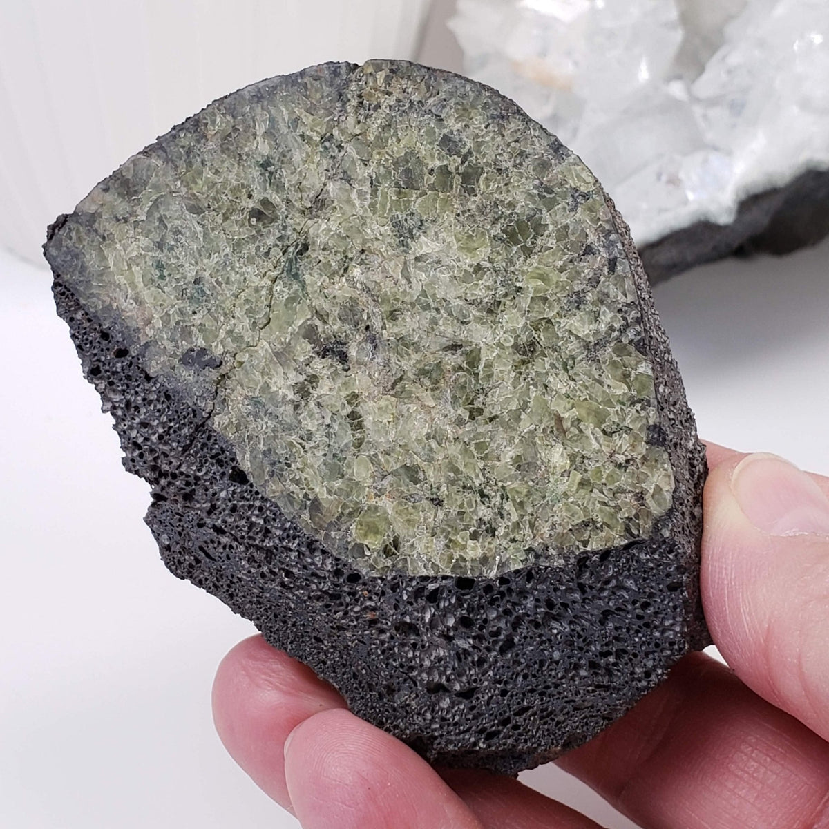  Olivine Volcanic Bomb Slice | Lava Coated Crystal | 222 gr | Mortlake, Victoria, Australia | SO24 7