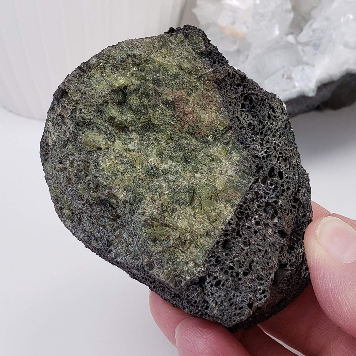  Olivine Volcanic Bomb Slice | Lava Coated Crystal | 222 gr | Mortlake, Victoria, Australia | SO24 8