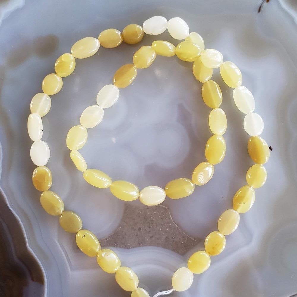  Opal Gemstone Beads | 38 cm, 15 inch Strand | Oval | Lemon Yellow 