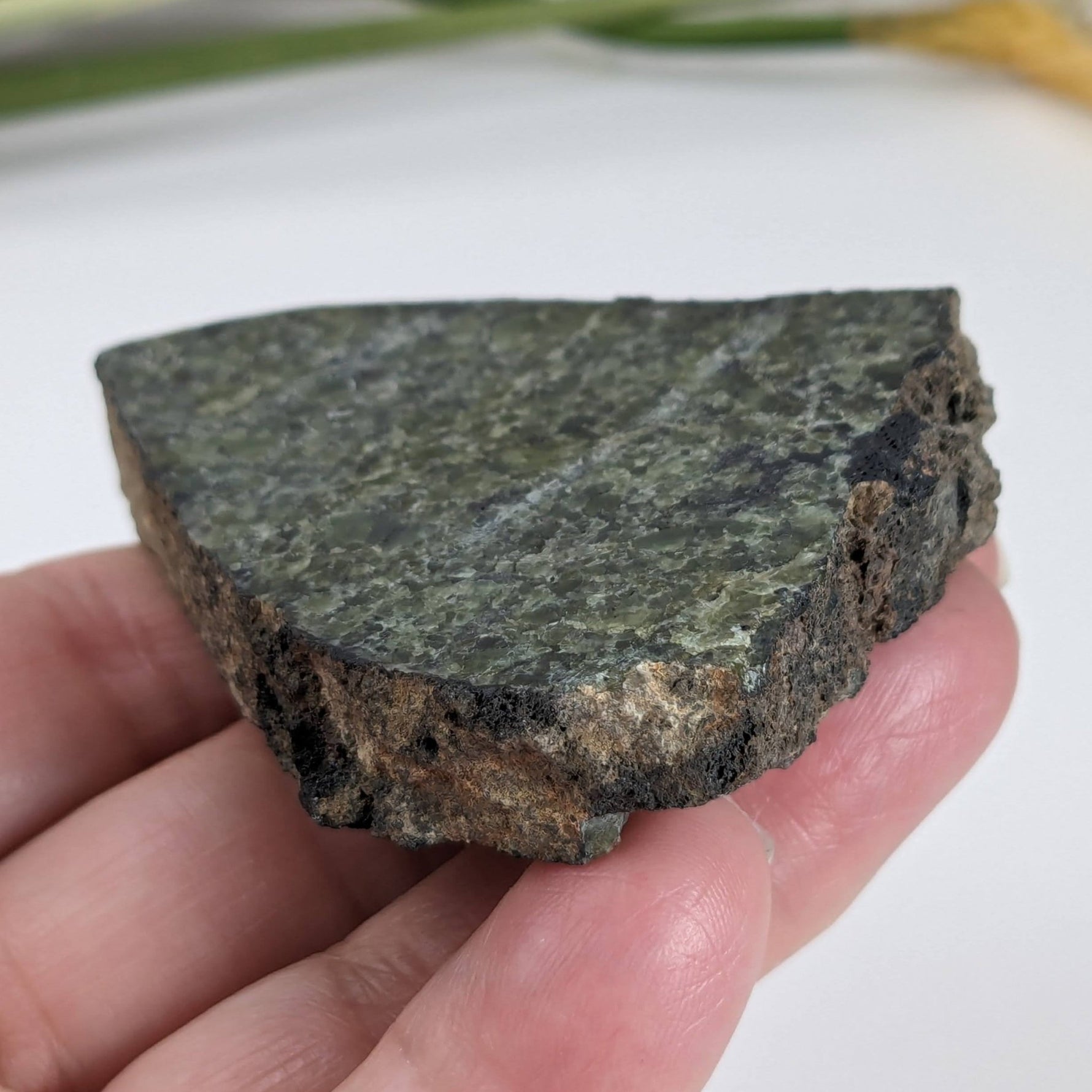 Olivine Volcanic Bomb Slice | Lava Coated Crystal | 85.6 gr, | Mortlake Victoria, Australia