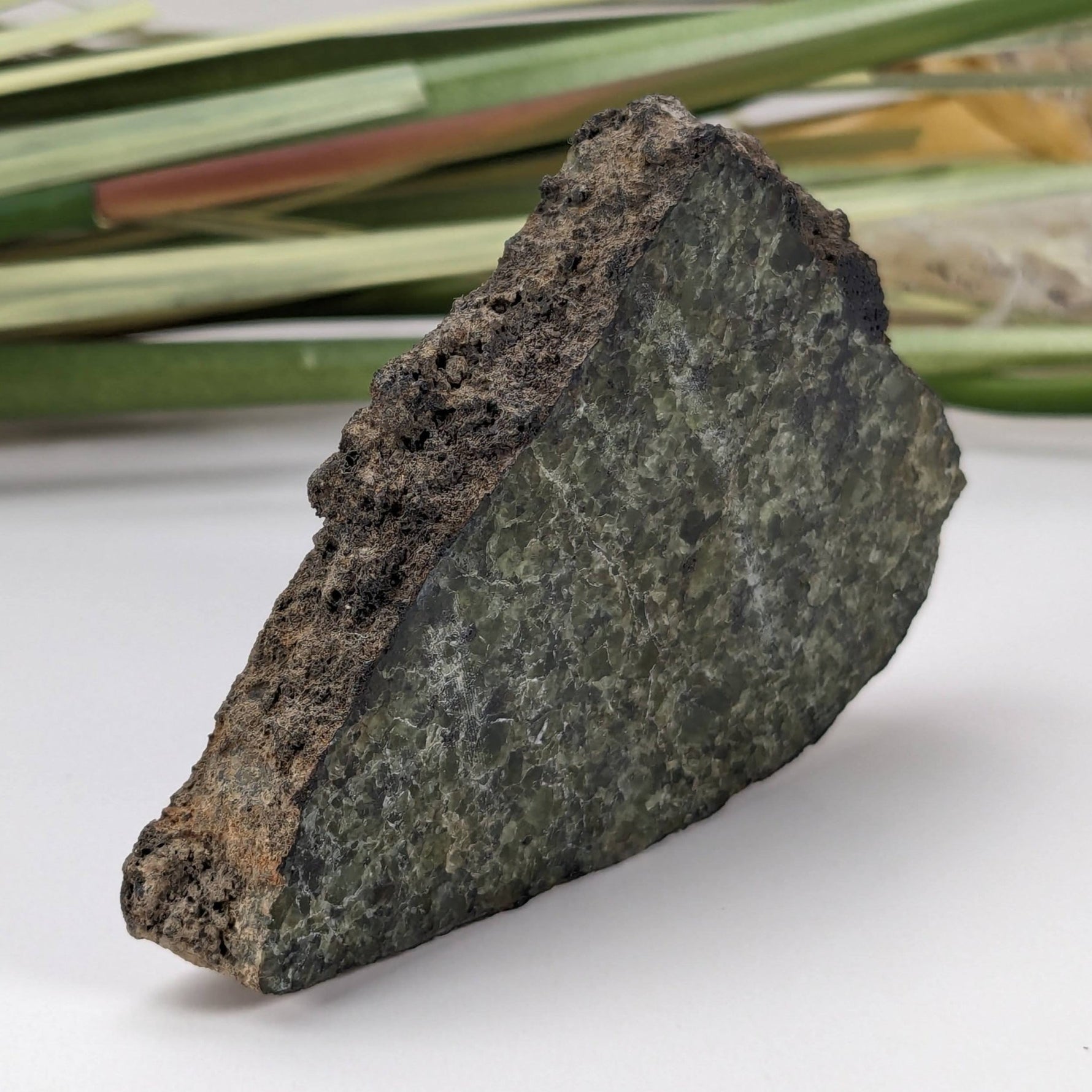 Olivine Volcanic Bomb Slice | Lava Coated Crystal | 85.6 gr, | Mortlake Victoria, Australia