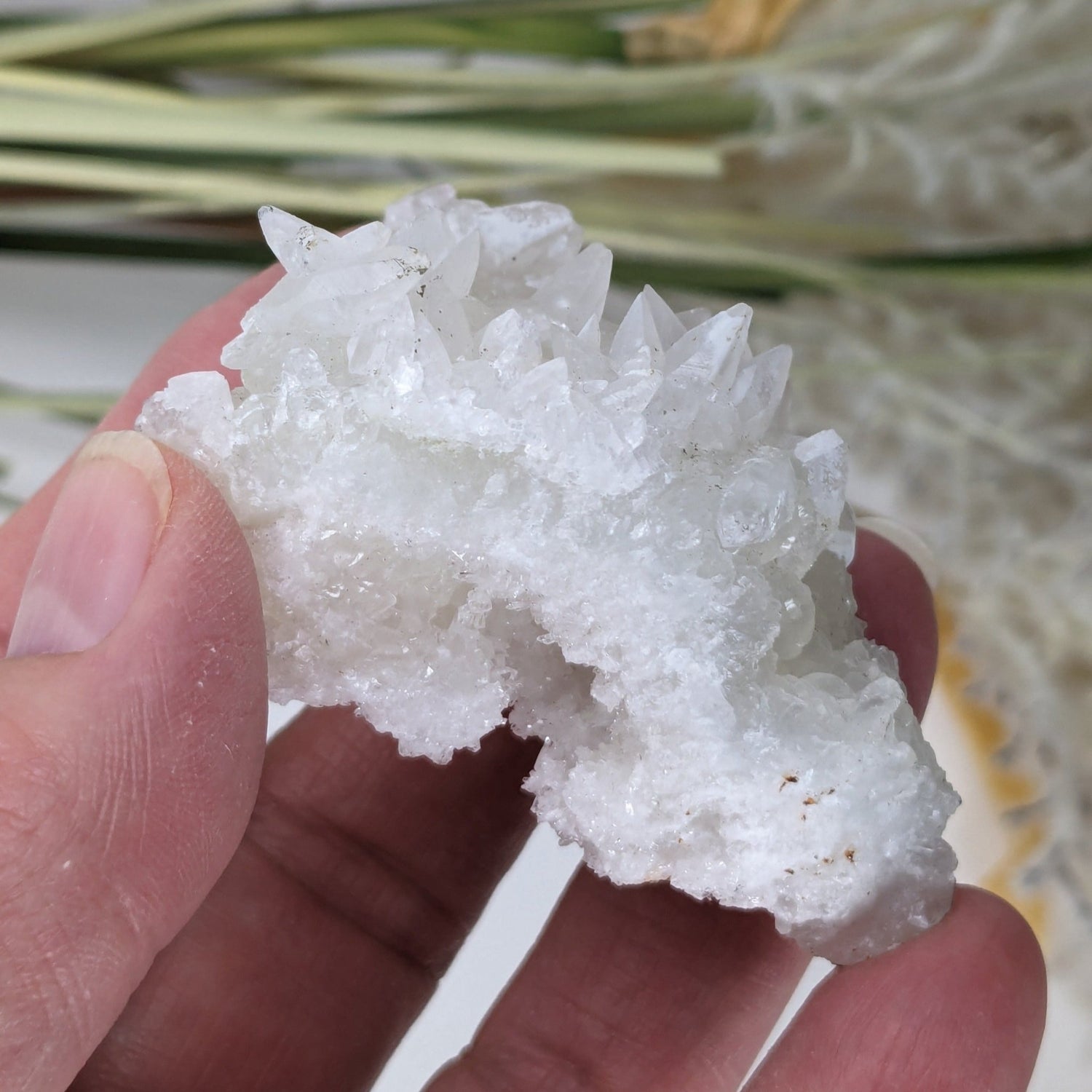 Calcite on Prehnite Crystal Cluster | Double Terminated Calcite | 77 grams | Mumbai, India | Canagem.com