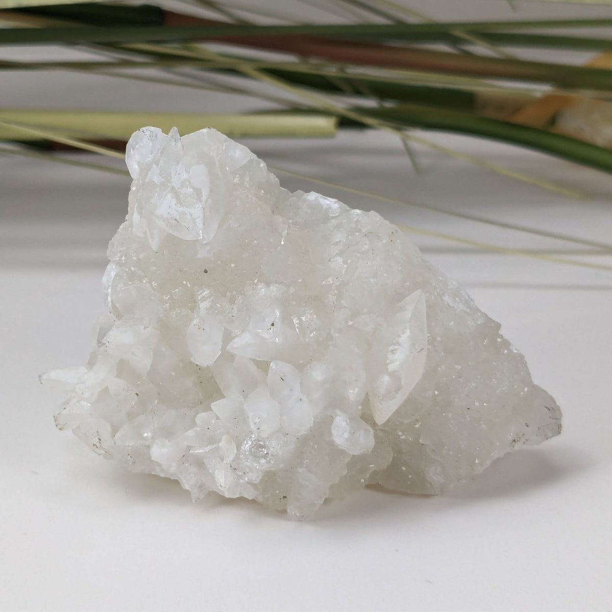 Calcite on Prehnite Crystal Cluster | Double Terminated Calcite | 77 grams | Mumbai, India