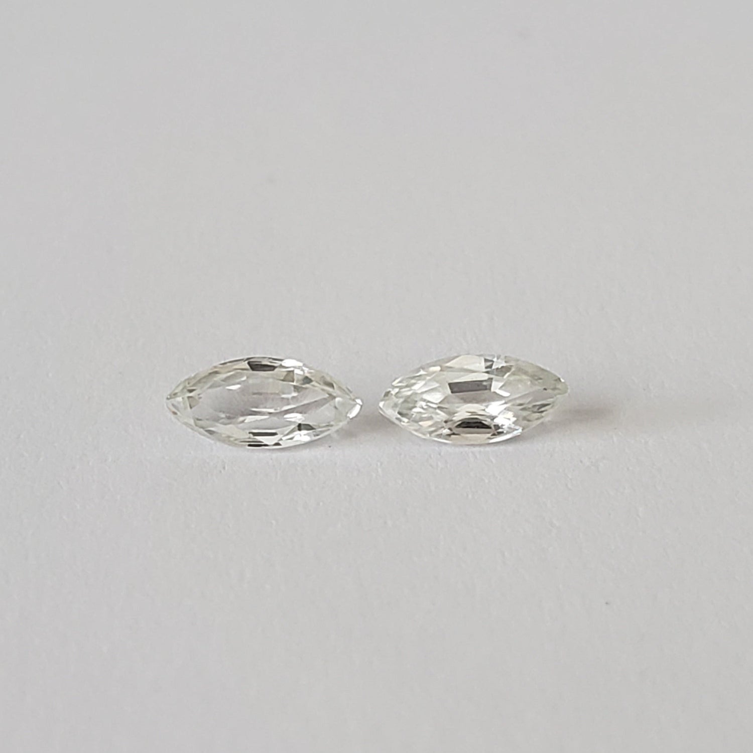  Pair of Zircon Gemstones | Marquise Cut | White | 7.5x3.6mm 