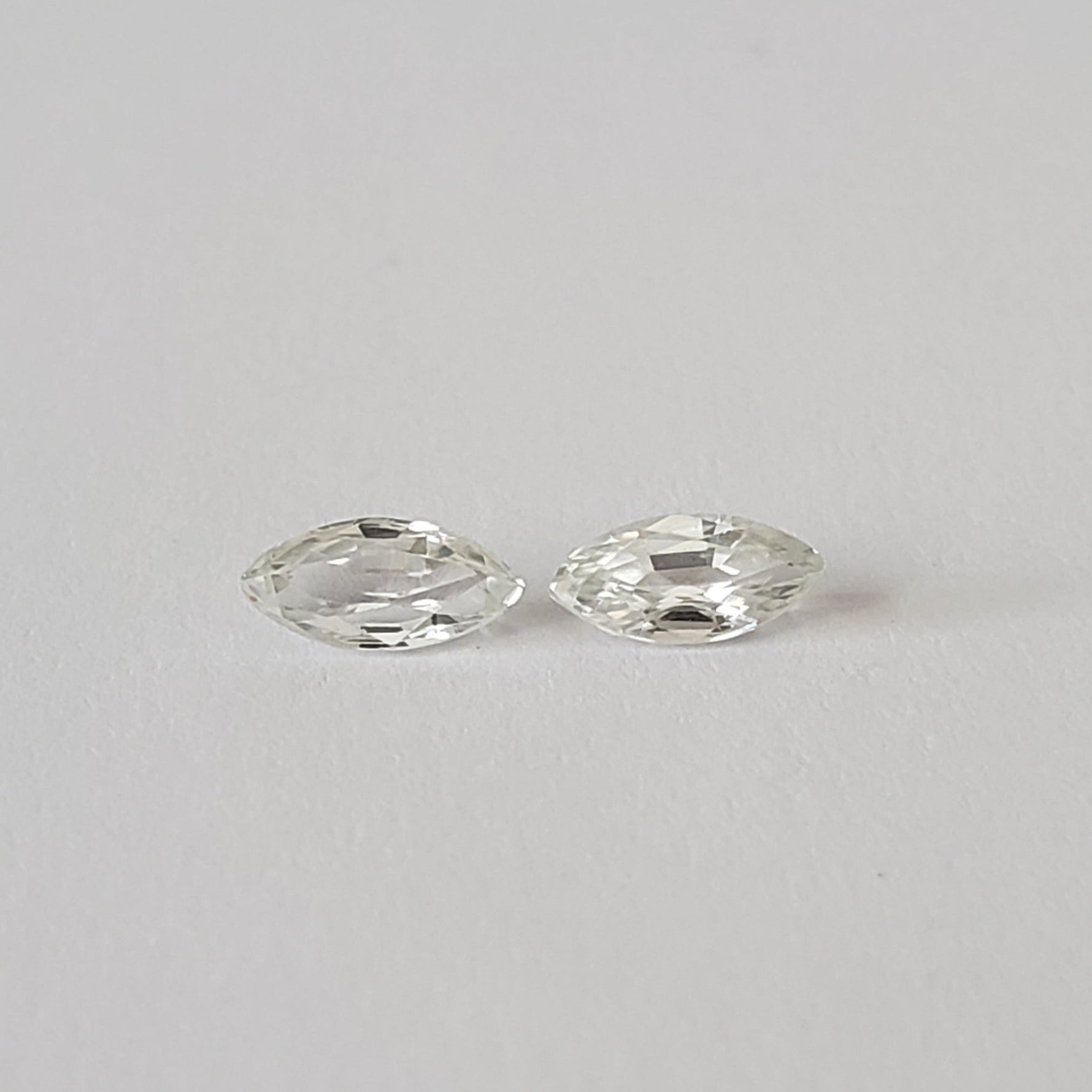  Pair of Zircon Gemstones | Marquise Cut | White | 7.5x3.6mm 