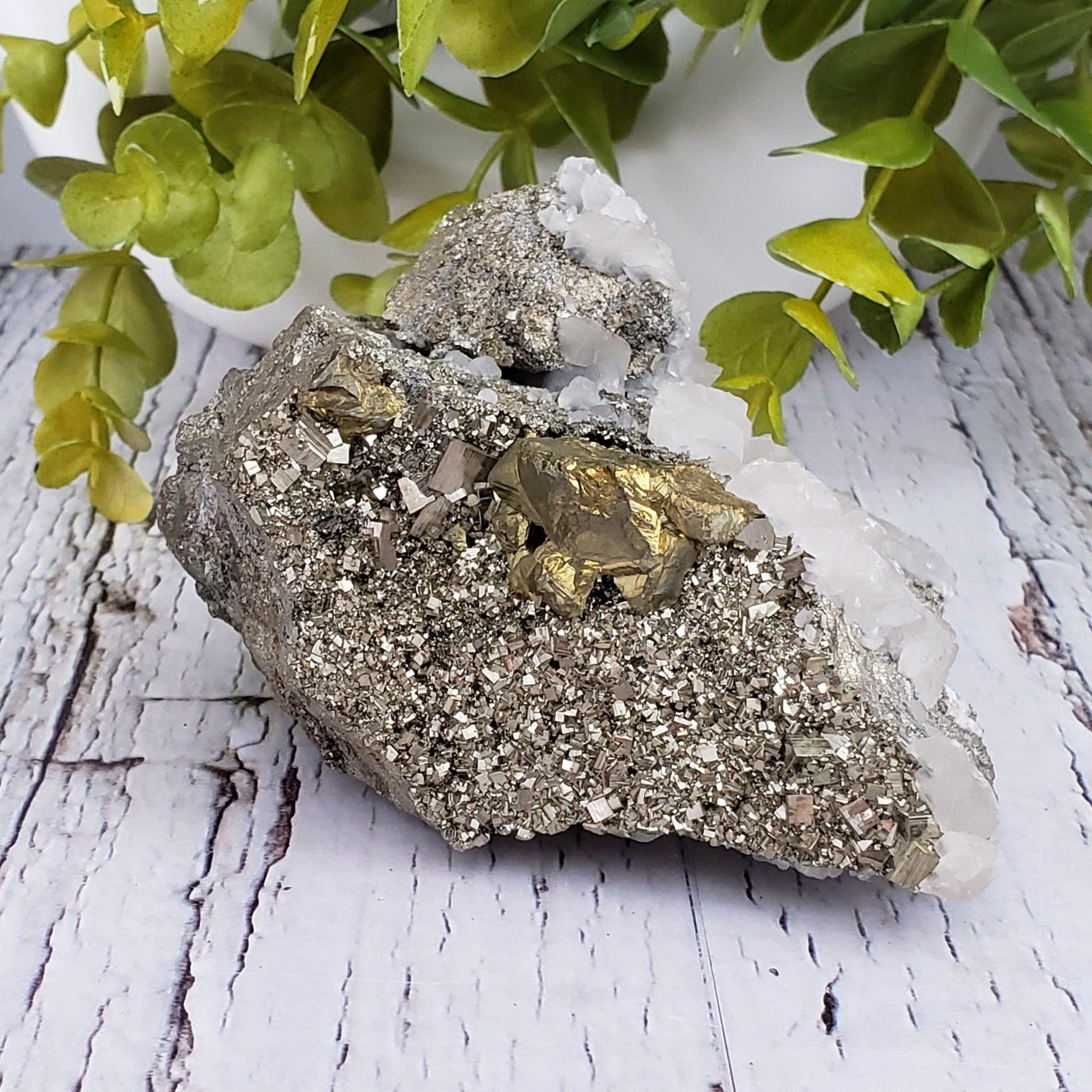  Pyrite Interlocking with Calcite | 865 gr | Huaron Mine, Peru 4