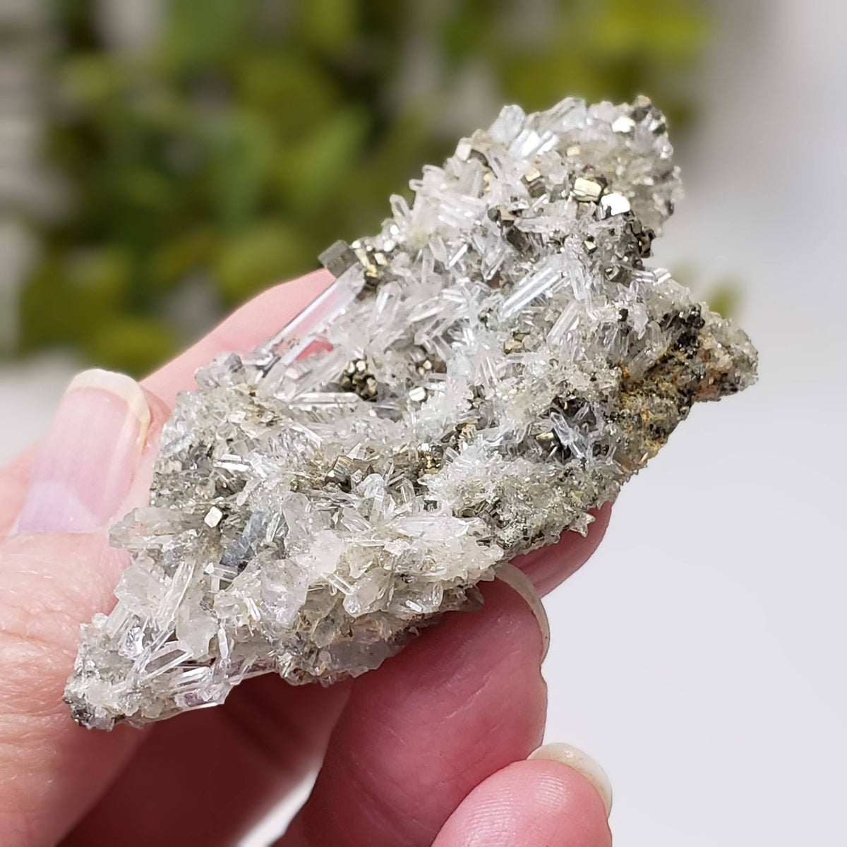  Pyrite on Quartz Crystals | Natural Raw Mineral | 59 Grams | Peru 7