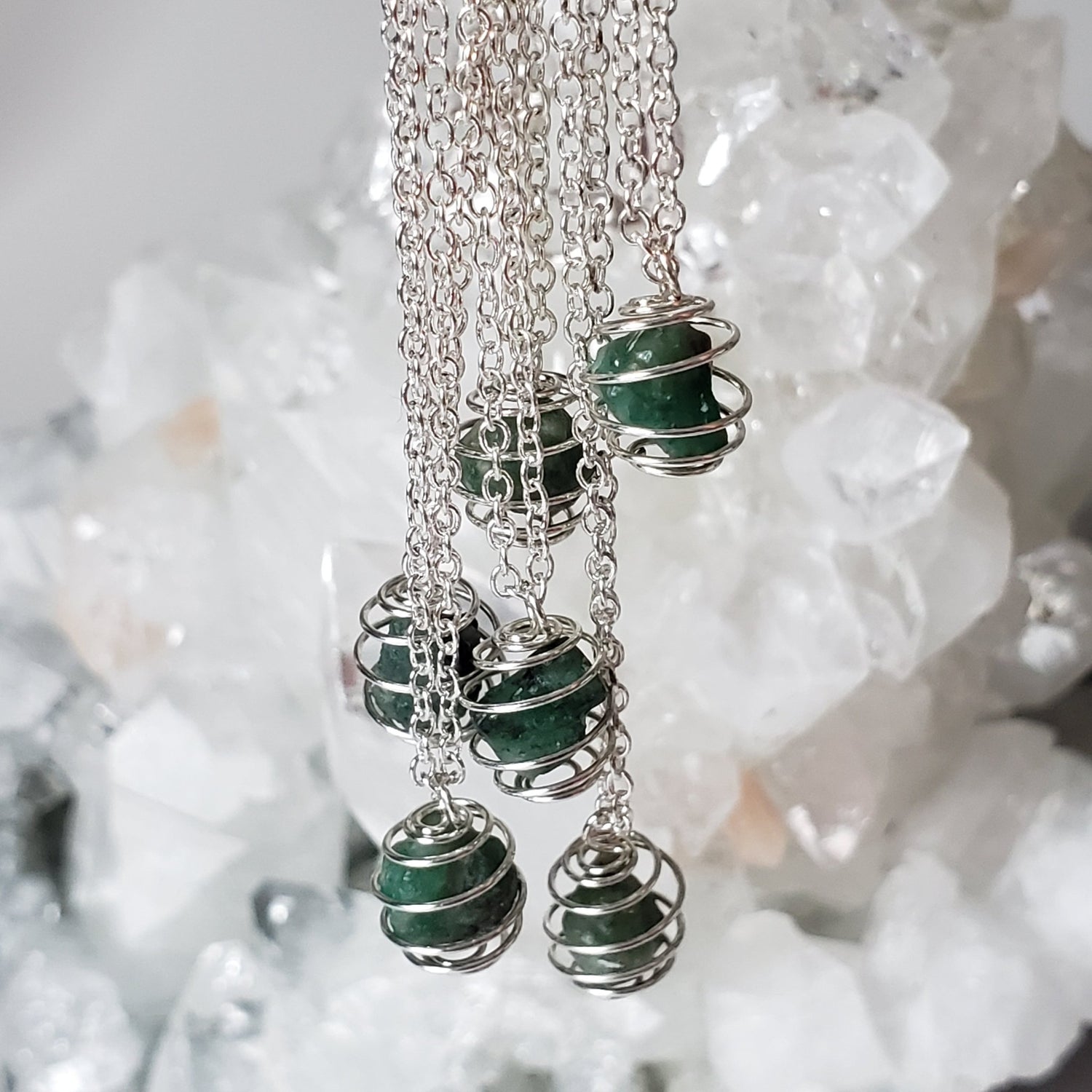  Raw Emerald Cage Pendants | 2ct raw emerald | 18" chain 