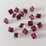  Rhodolite Garnet | Square Cut | Reddish Purple | 4mm 3