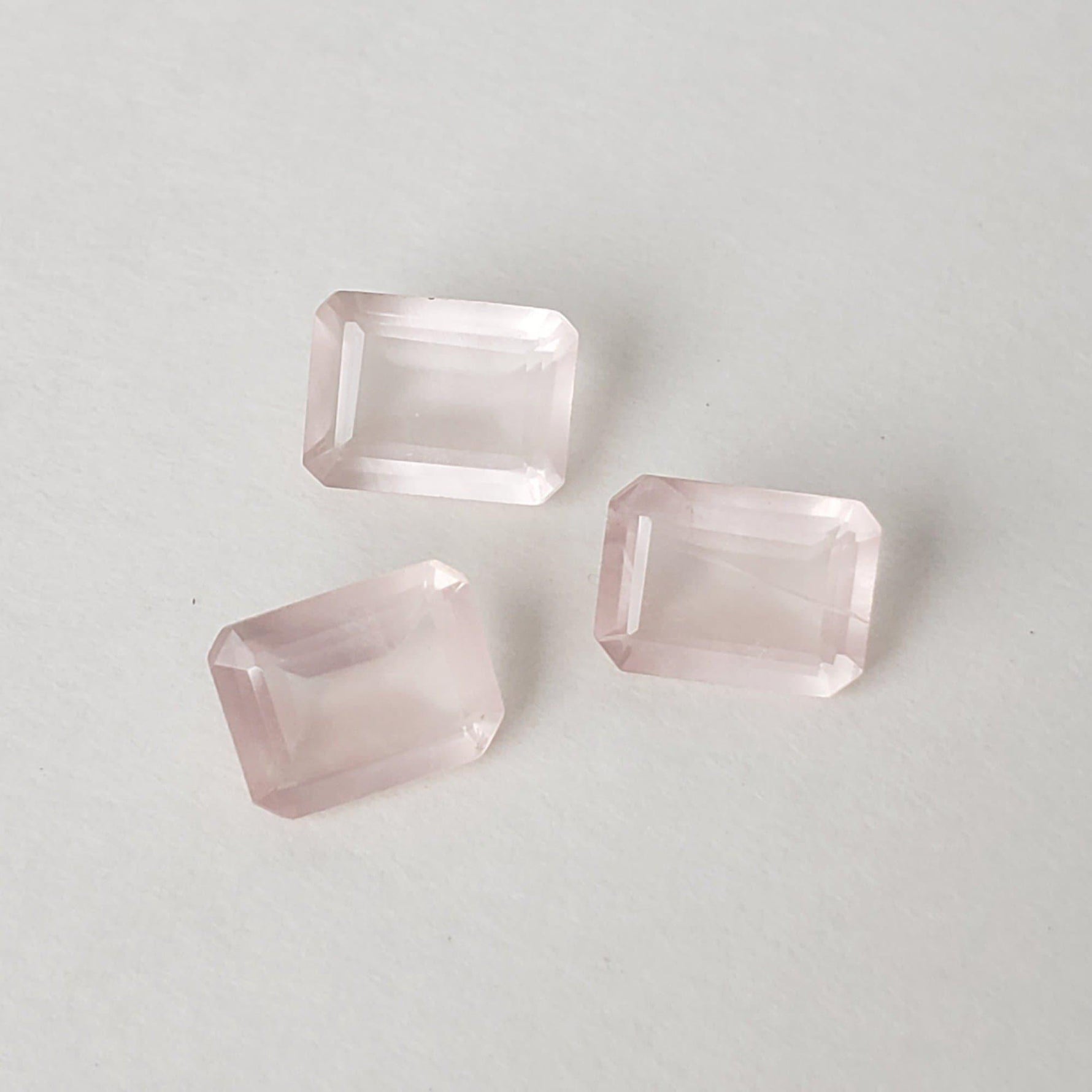  Rose Quartz | 3 Piece Lot | Octagon Cut | 8x6mm | Africa 