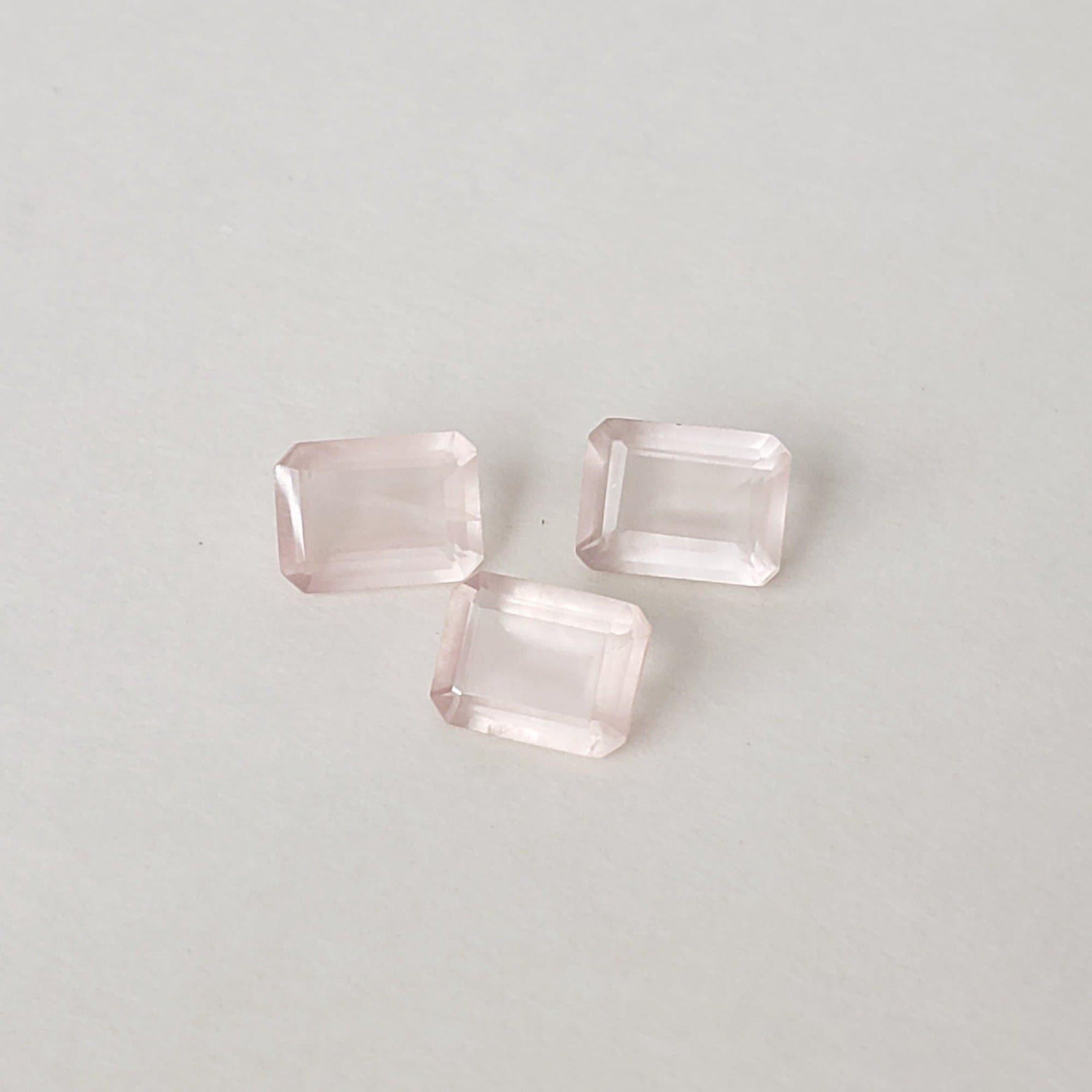  Rose Quartz | 3 Piece Lot | Octagon Cut | 8x6mm | Africa 2