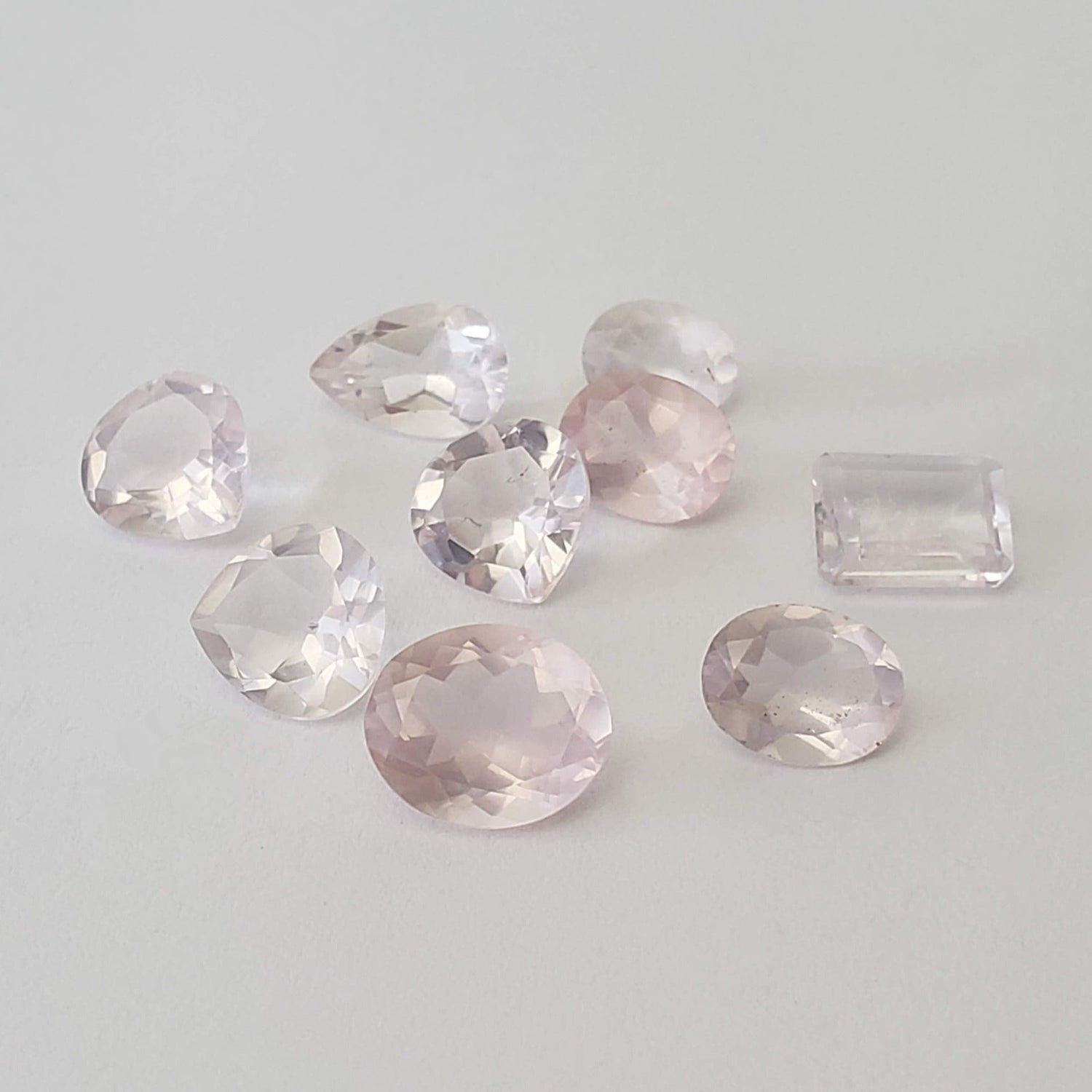  Rose Quartz | 9 Piece Rose Quartz Parcel | Mixed Shape | Mixed Size | 25ct | Brazil | SO24 