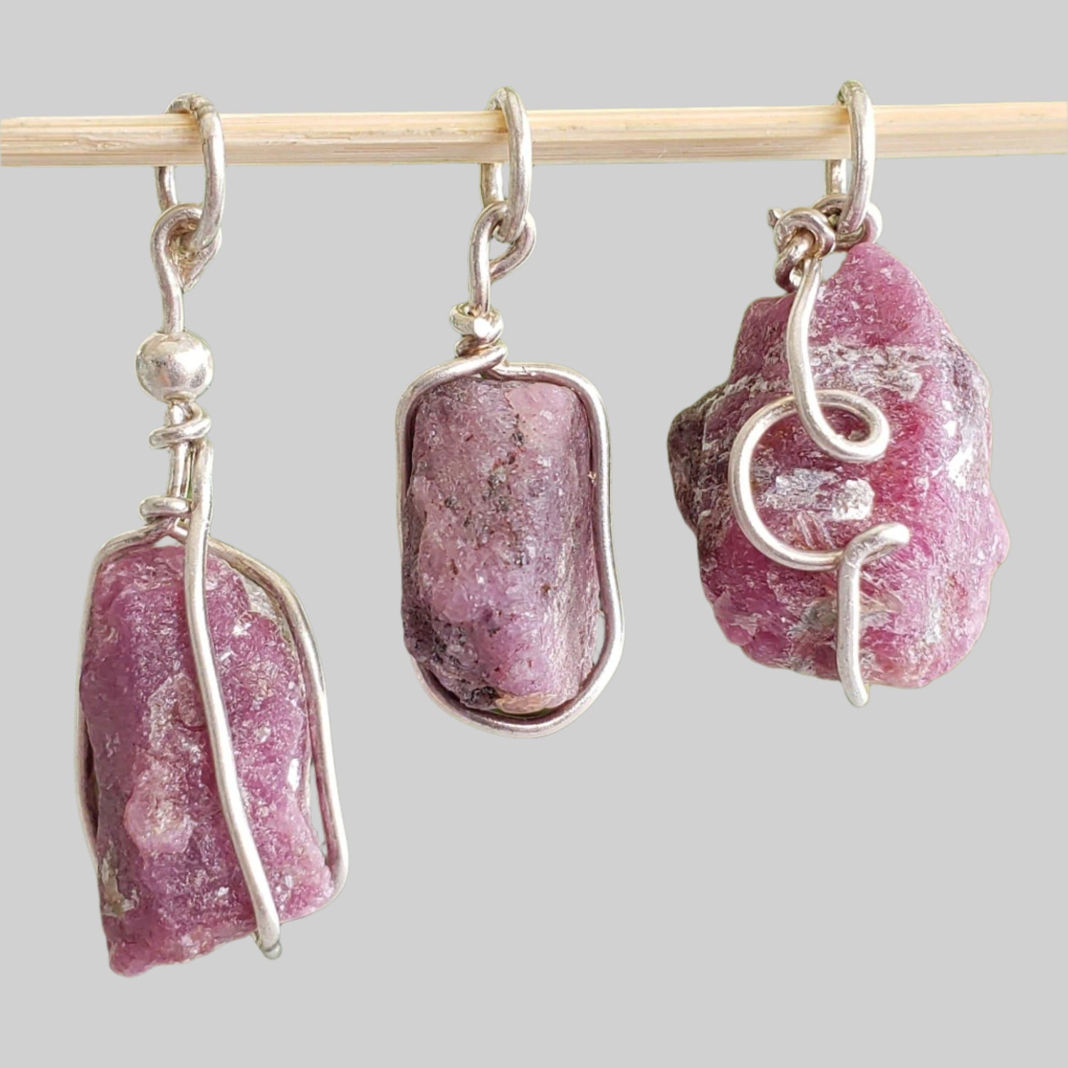  Ruby Pendant | 925 Silver Wire Wrapped Pendant | Natural Raw Ruby 