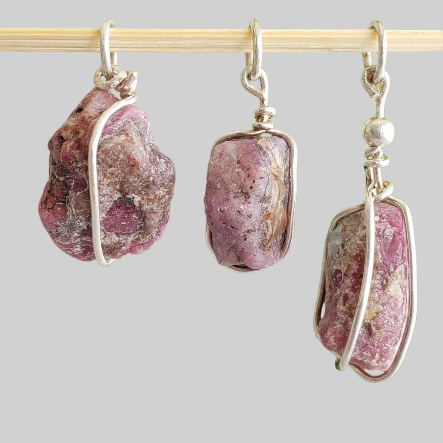  Ruby Pendant | 925 Silver Wire Wrapped Pendant | Natural Raw Ruby 1